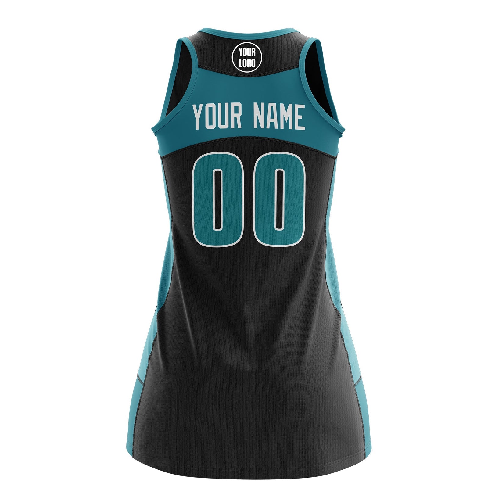 Custom Netball Dress | Black Teal Classic Style Two-Tone Professional Team Uniforms