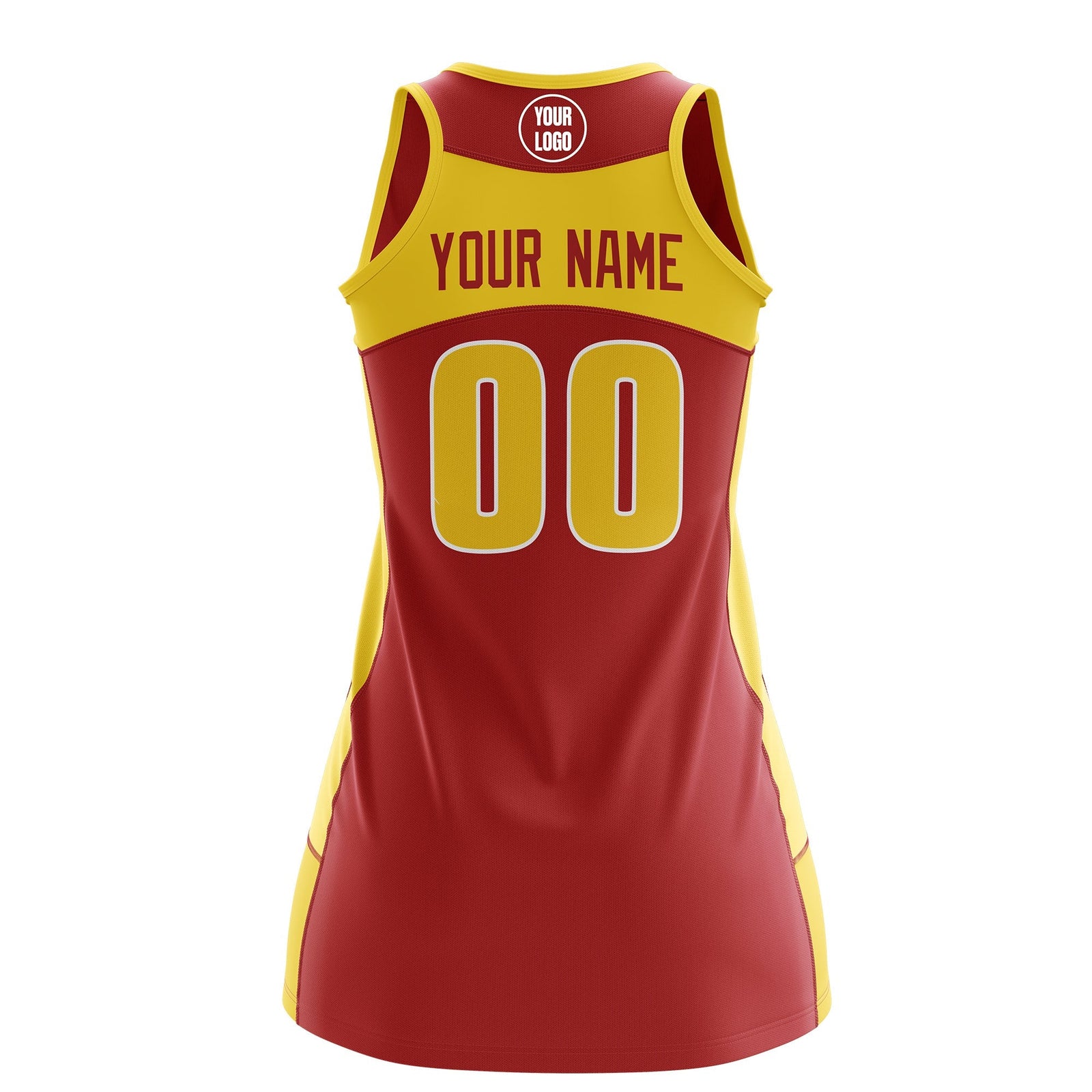 Custom Netball Dress | Red Gold Classic Style Two-Tone Match Day Uniform