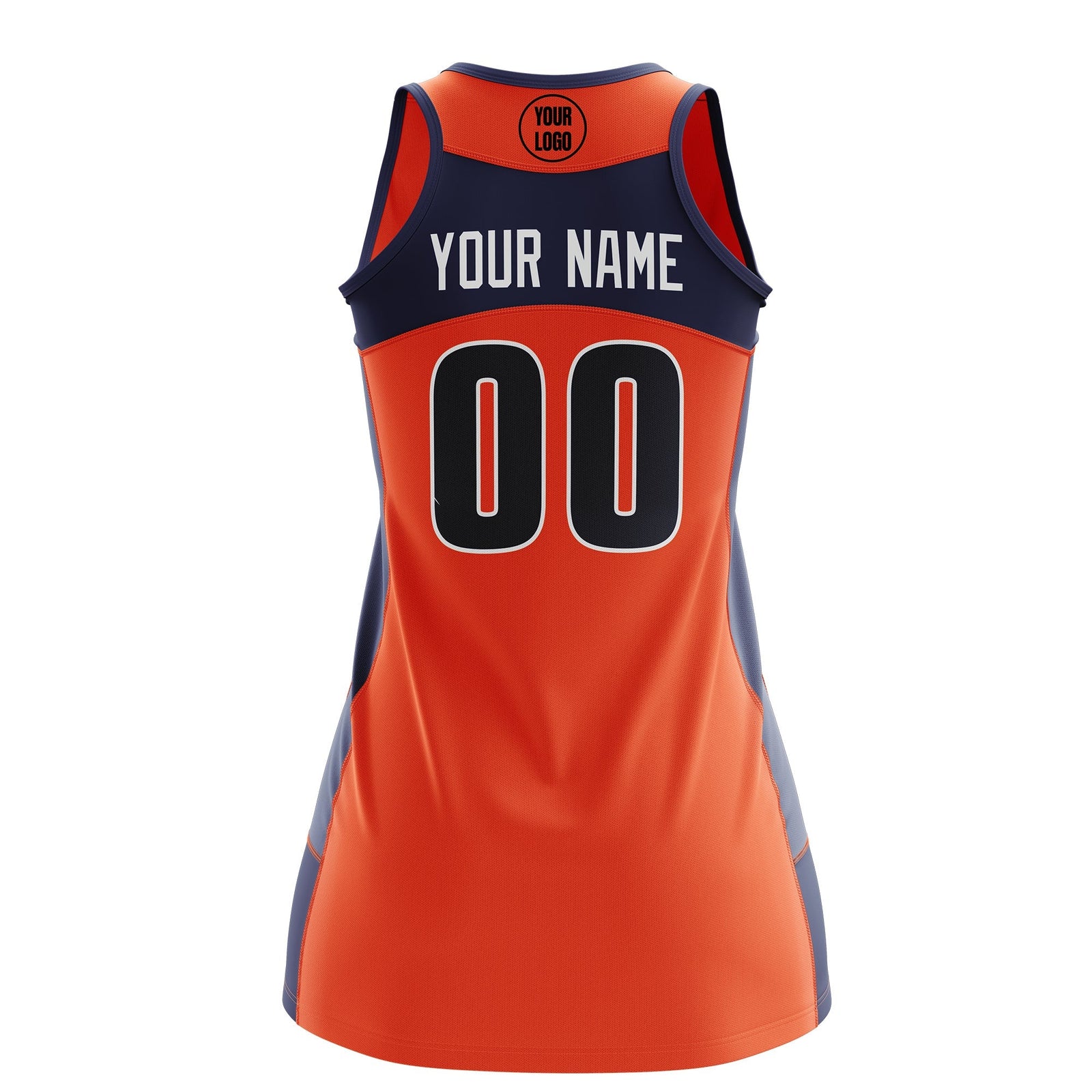 Custom Netball Dress | Orange Navy Classic Style Two-Tone Breathable Performance Sportswear