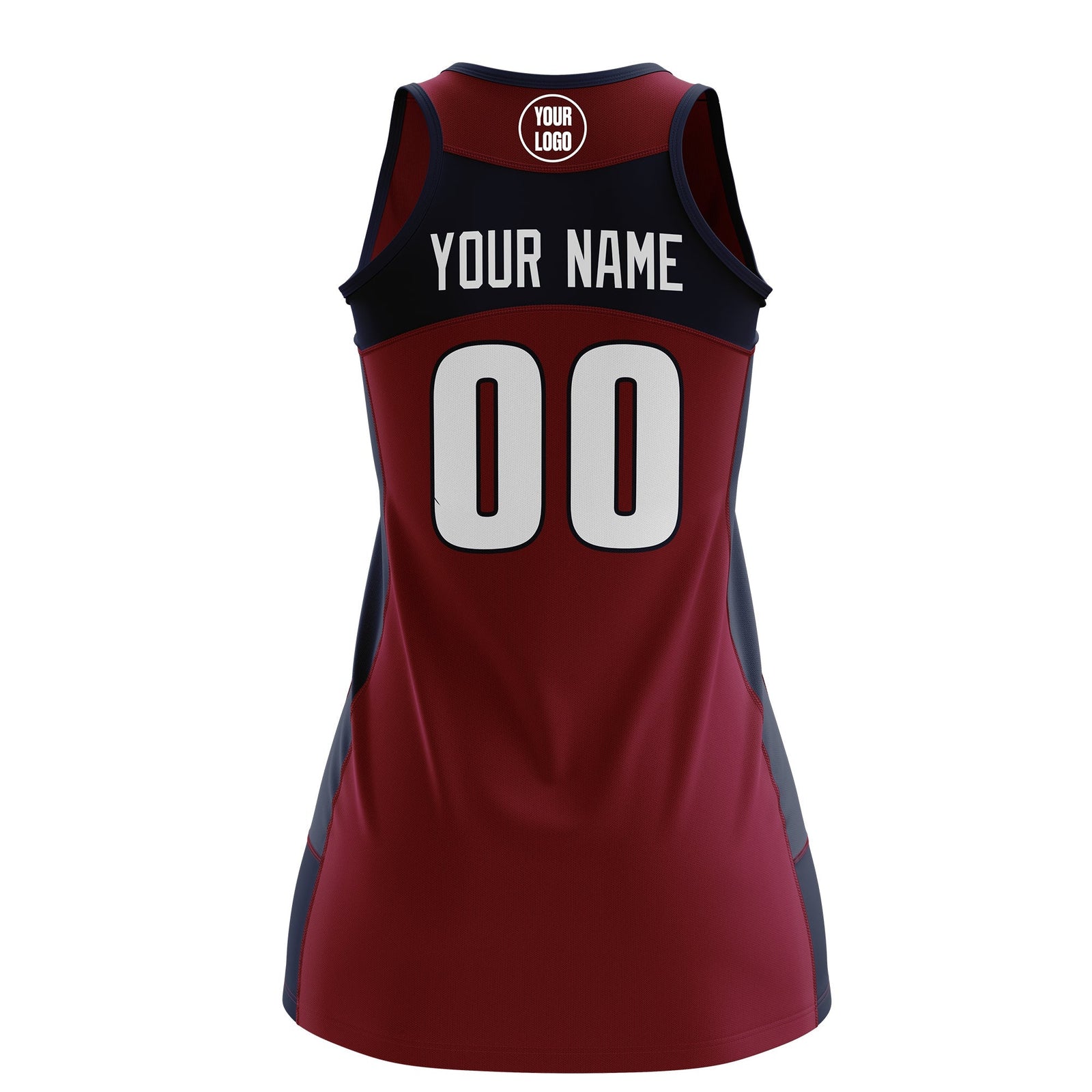Custom Netball Dress | Crimson Navy Classic Style Two-Tone Breathable Performance Sportswear