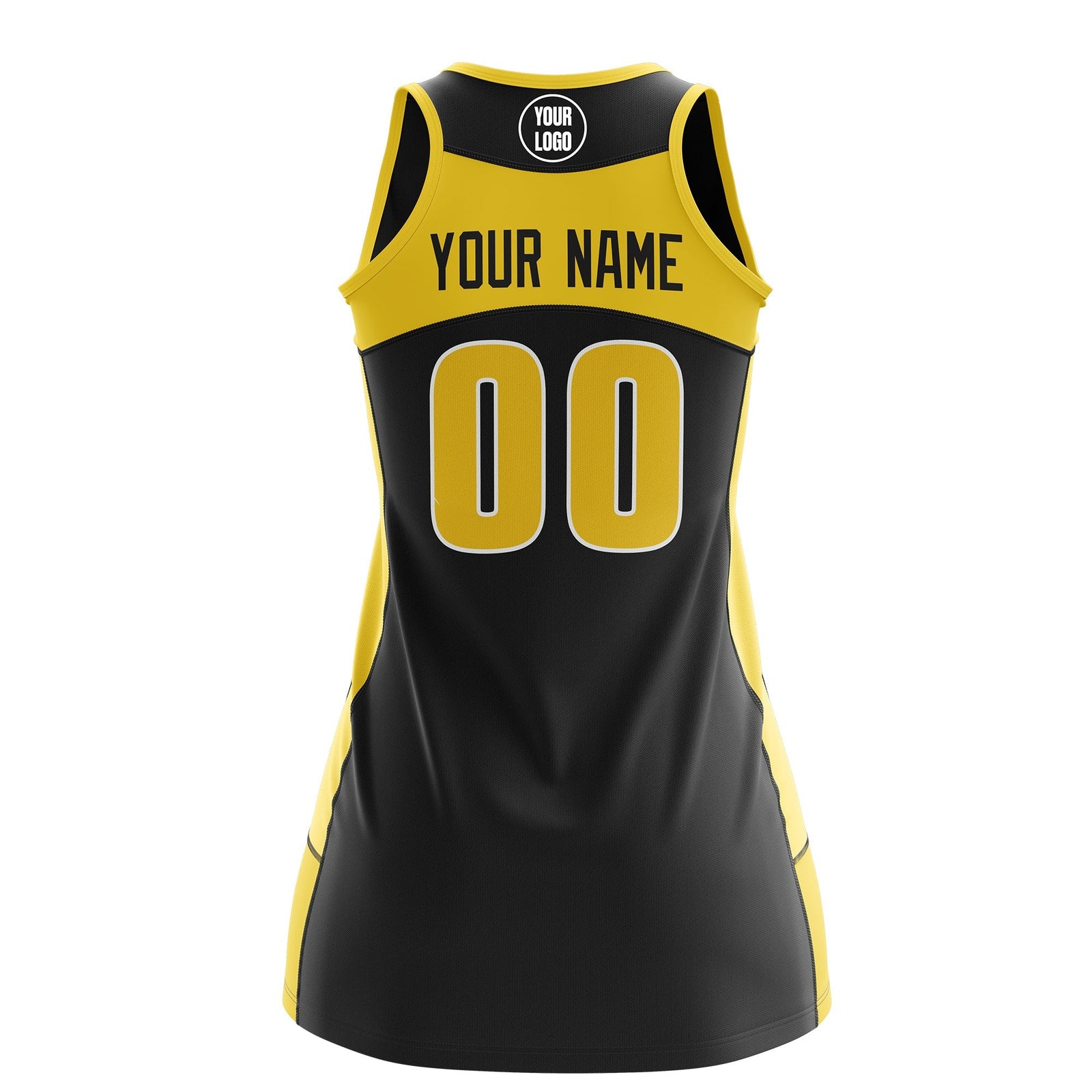 Custom Netball Dress | Black Gold Classic Style Two-Tone Match Day Uniform