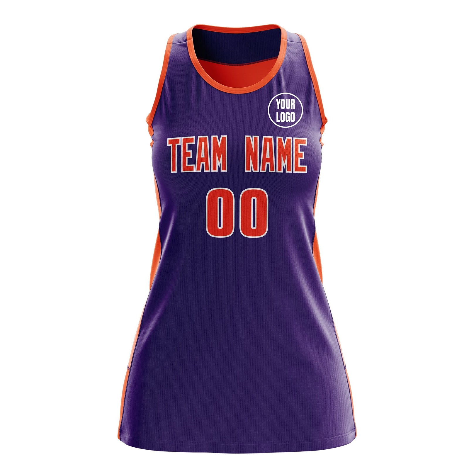 Custom Netball Dress | Purple Orange Classic Style Two-Tone Breathable Performance Sportswear