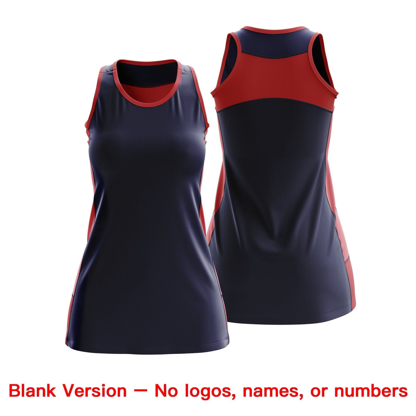 Custom Netball Dress | Navy Red Classic Style Two-Tone Breathable Performance Sportswear