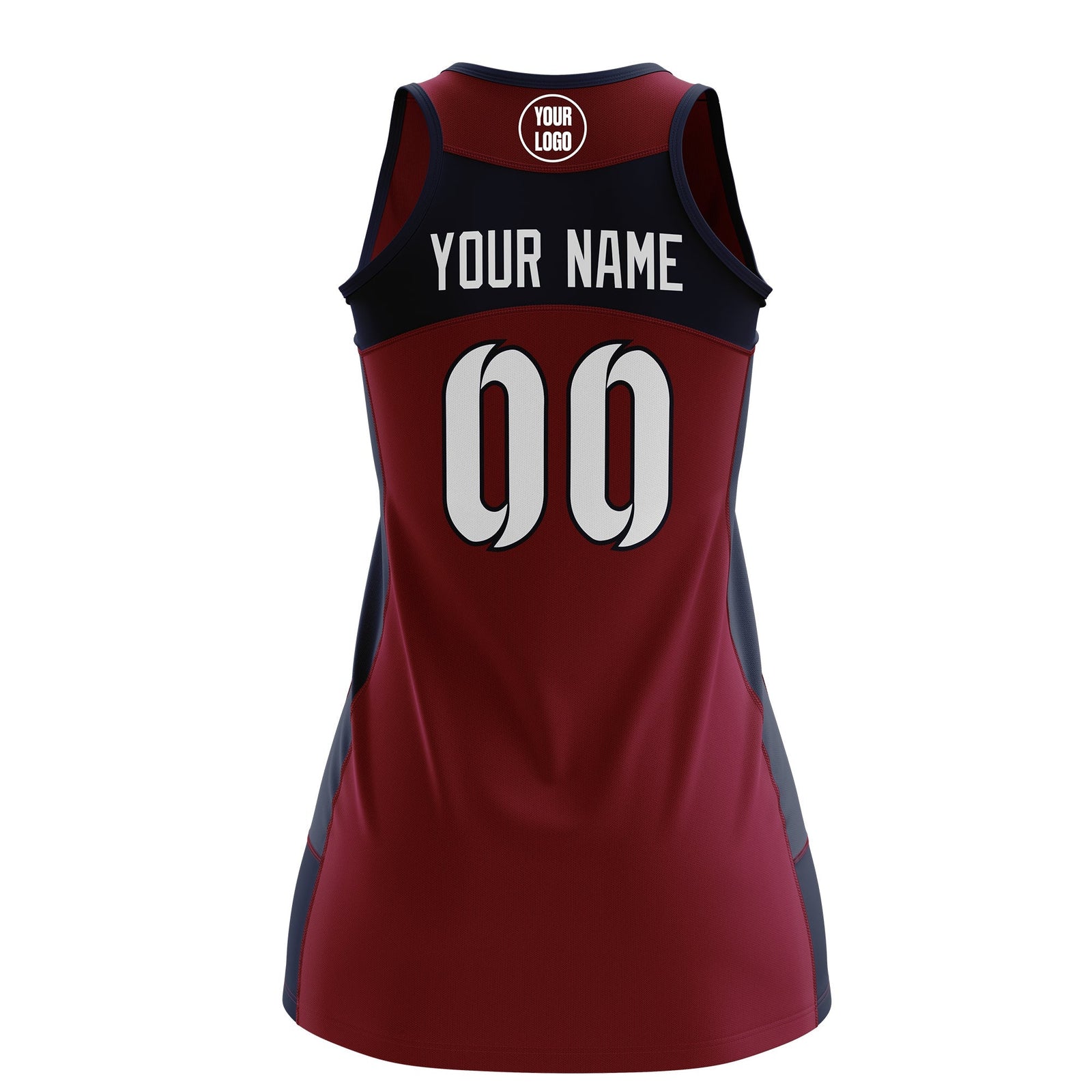 Custom Netball Dress | Crimson Navy Classic Style Two-Tone Breathable Performance Sportswear