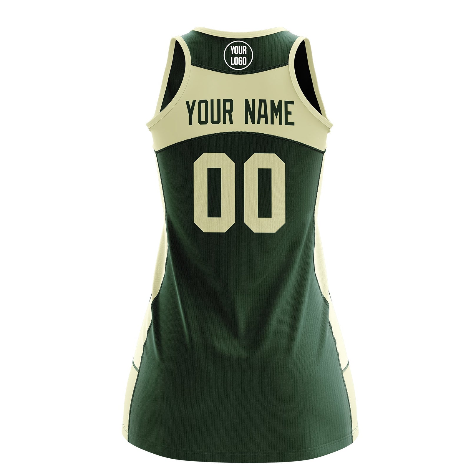 Custom Netball Dress | Green Cream Classic Style Two-Tone Match Day Uniform
