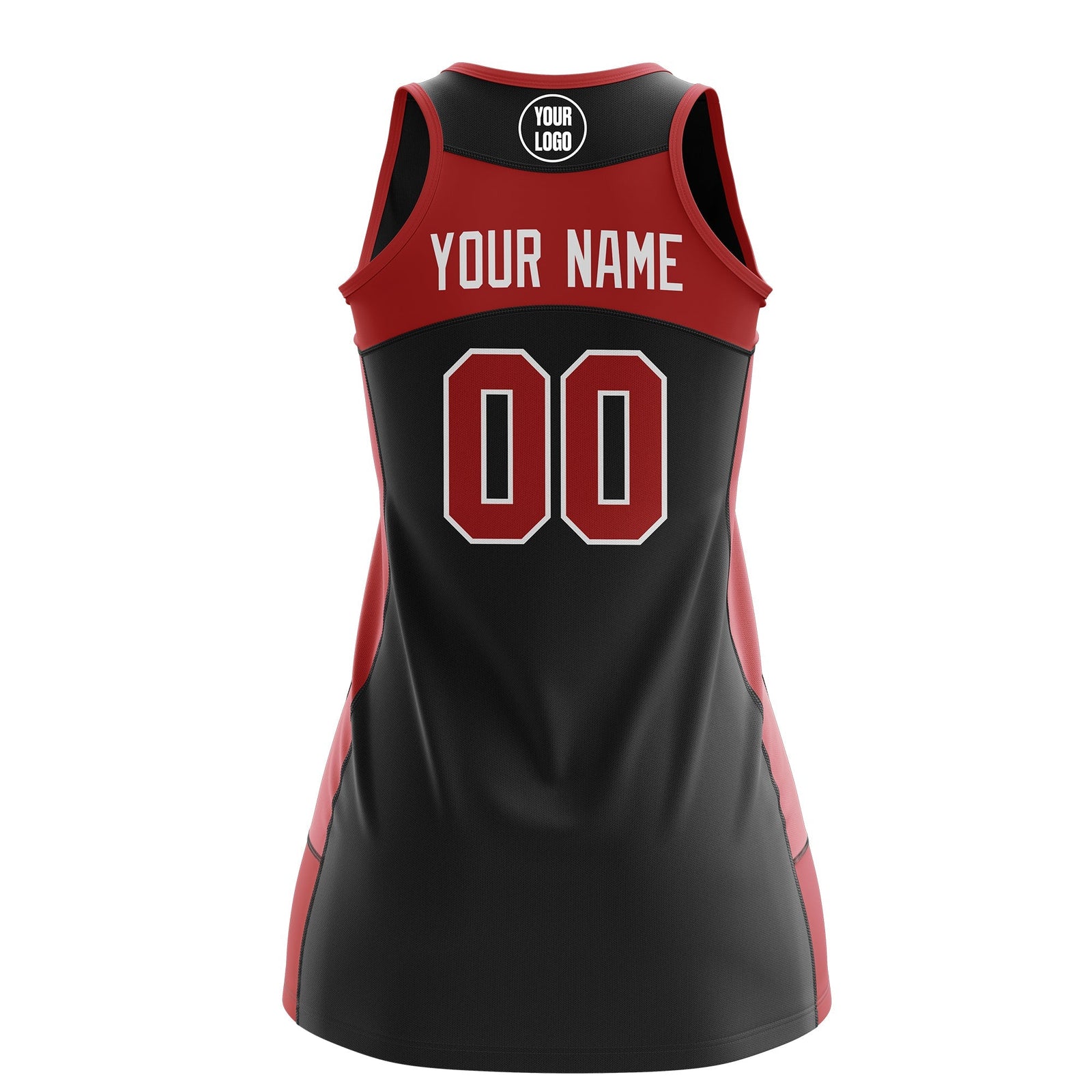 Custom Netball Dress | Black Red Classic Style Two-Tone Breathable Performance Sportswear