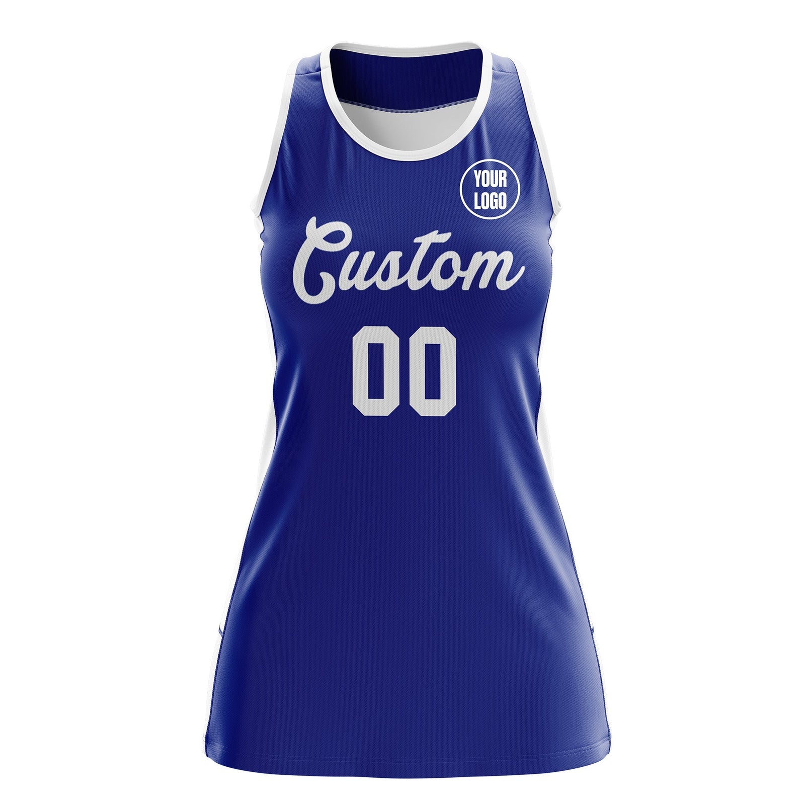 Custom Netball Dress | Royal Blue White Classic Style Two-Tone Breathable Performance Sportswear