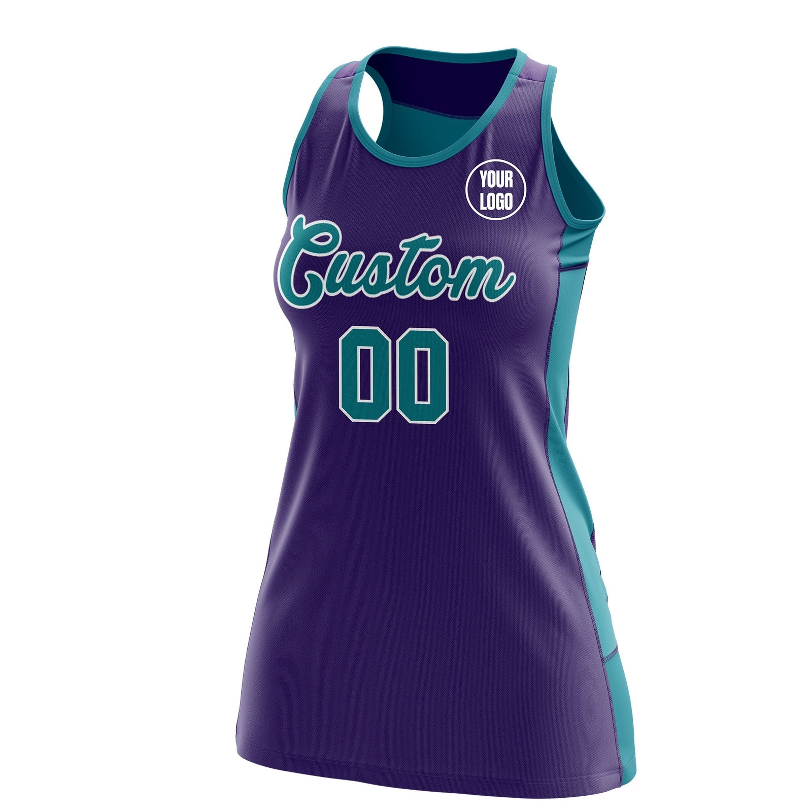 Custom Netball Dress | Purple Teal Classic Style Two-Tone Breathable Performance Sportswear