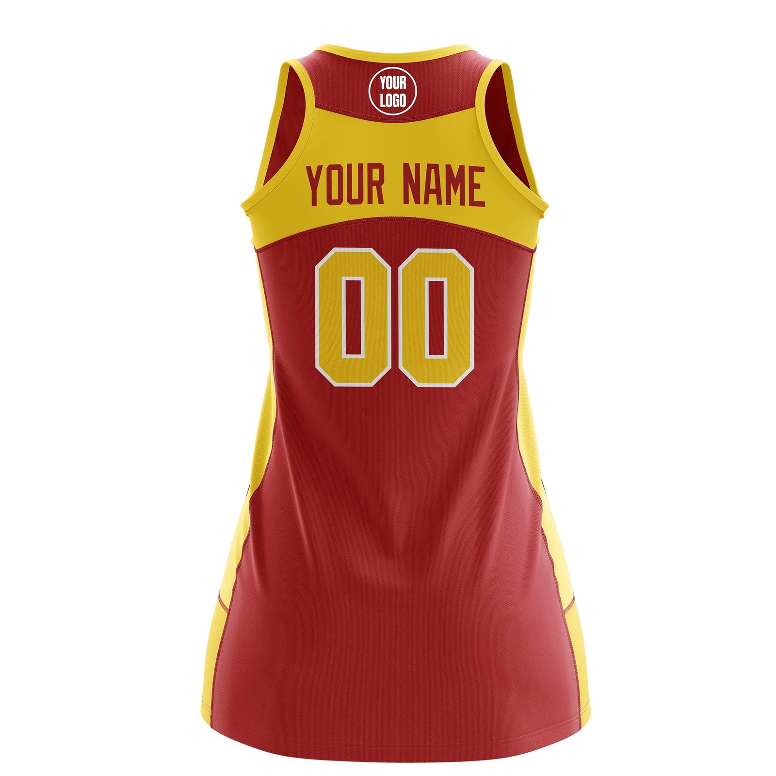 Custom Netball Dress | Red Gold Classic Style Two-Tone Match Day Uniform