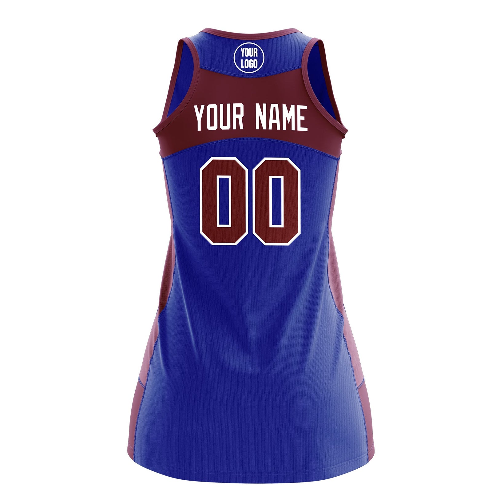 Custom Netball Dress | Royal Blue Crimson Classic Style Two-Tone Match Day Uniform