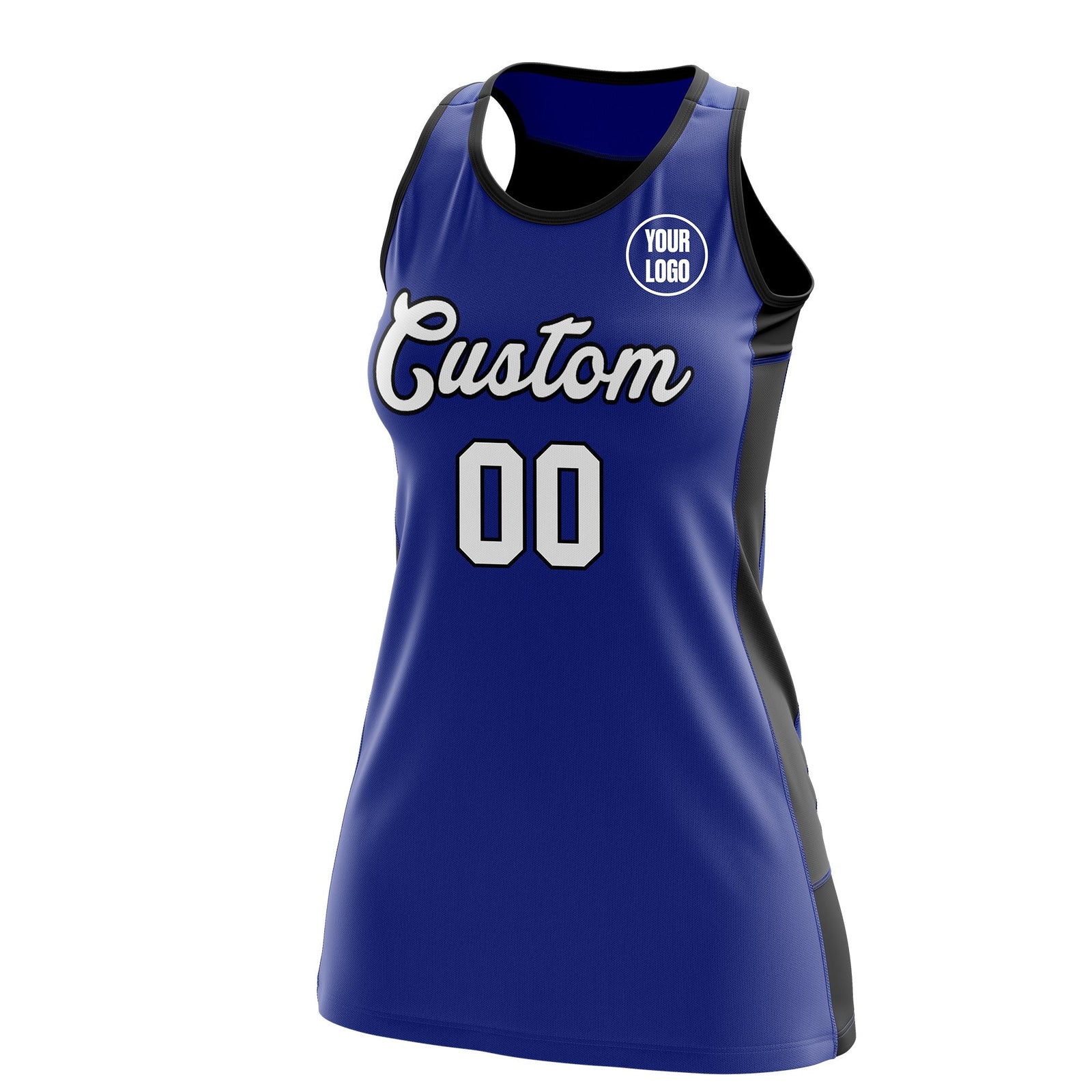 Custom Netball Dress | Royal Blue Black Classic Style Two-Tone Match Day Uniform