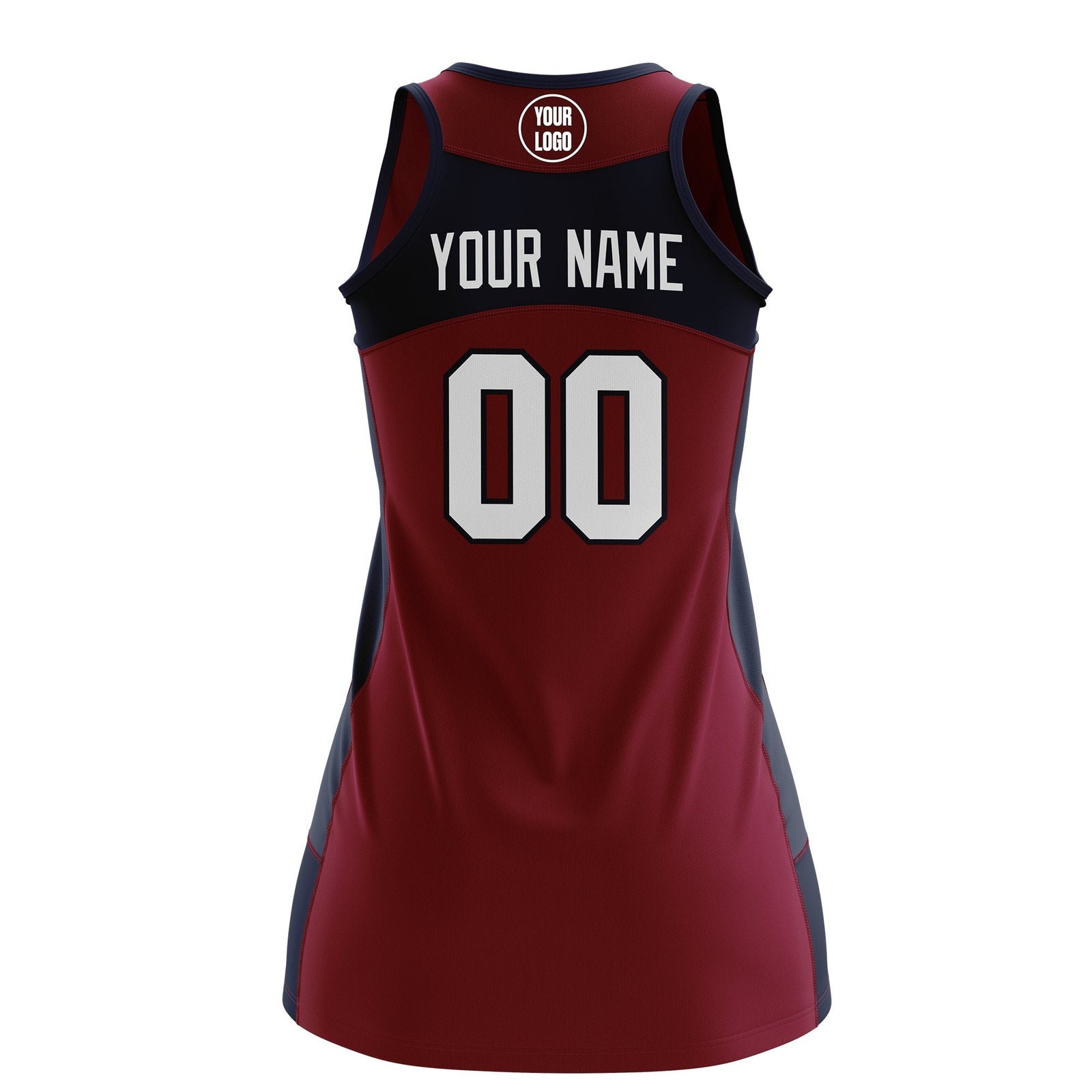 Custom Netball Dress | Crimson Navy Classic Style Two-Tone Breathable Performance Sportswear