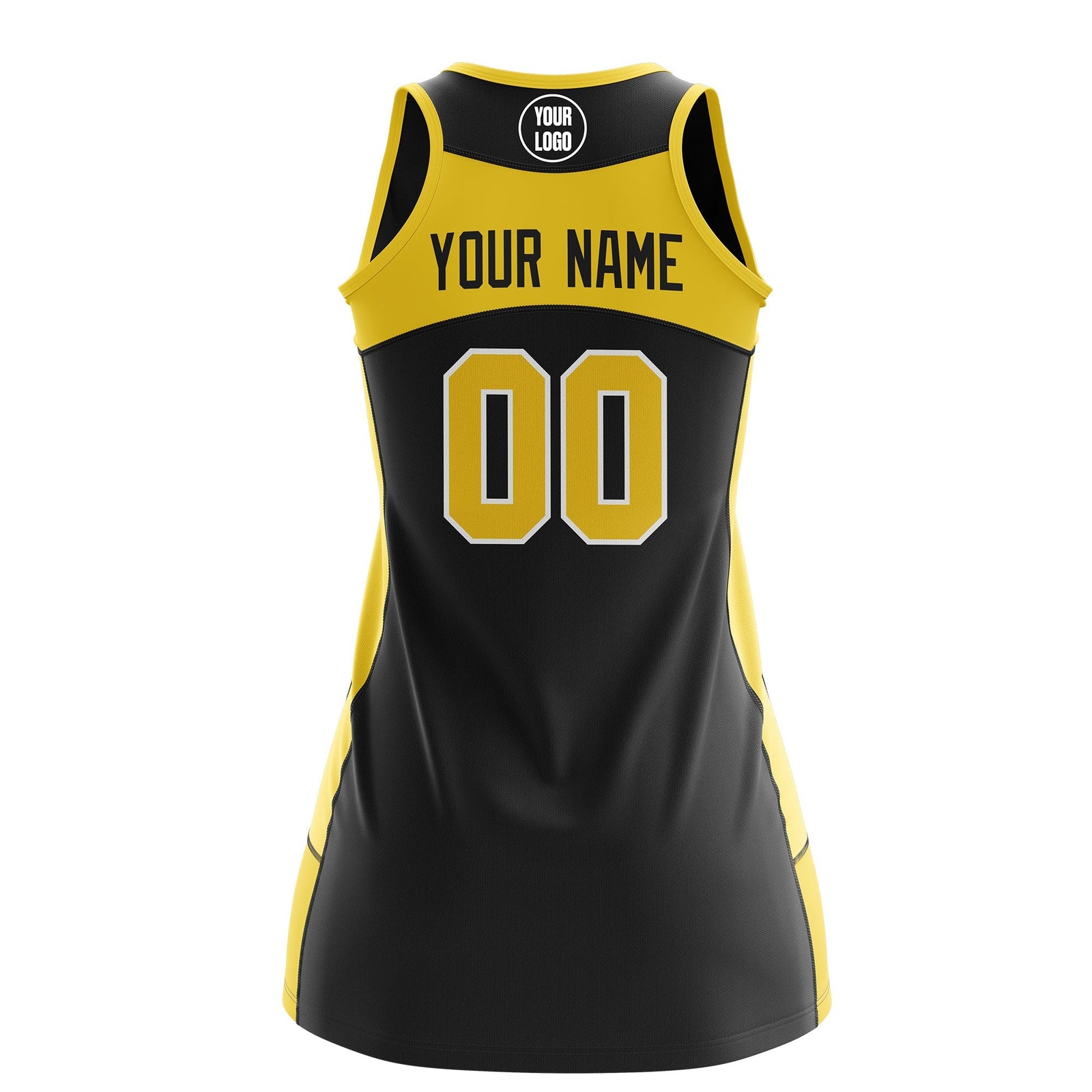 Custom Netball Dress | Black Gold Classic Style Two-Tone Match Day Uniform
