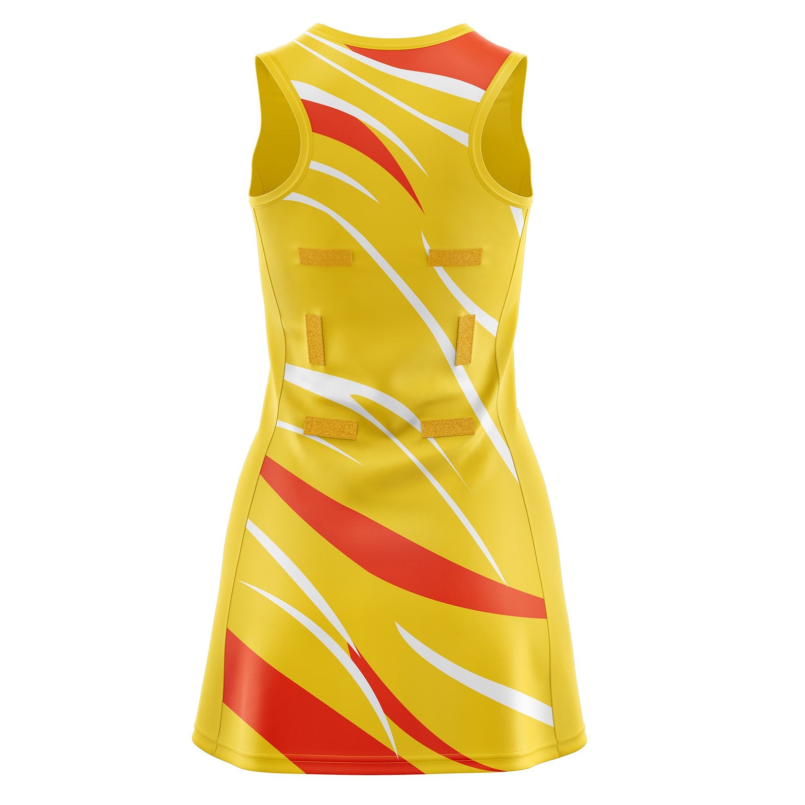 Custom Gold Orange Dynamic Stripes Breathable & Quick-Drying Netball Dress