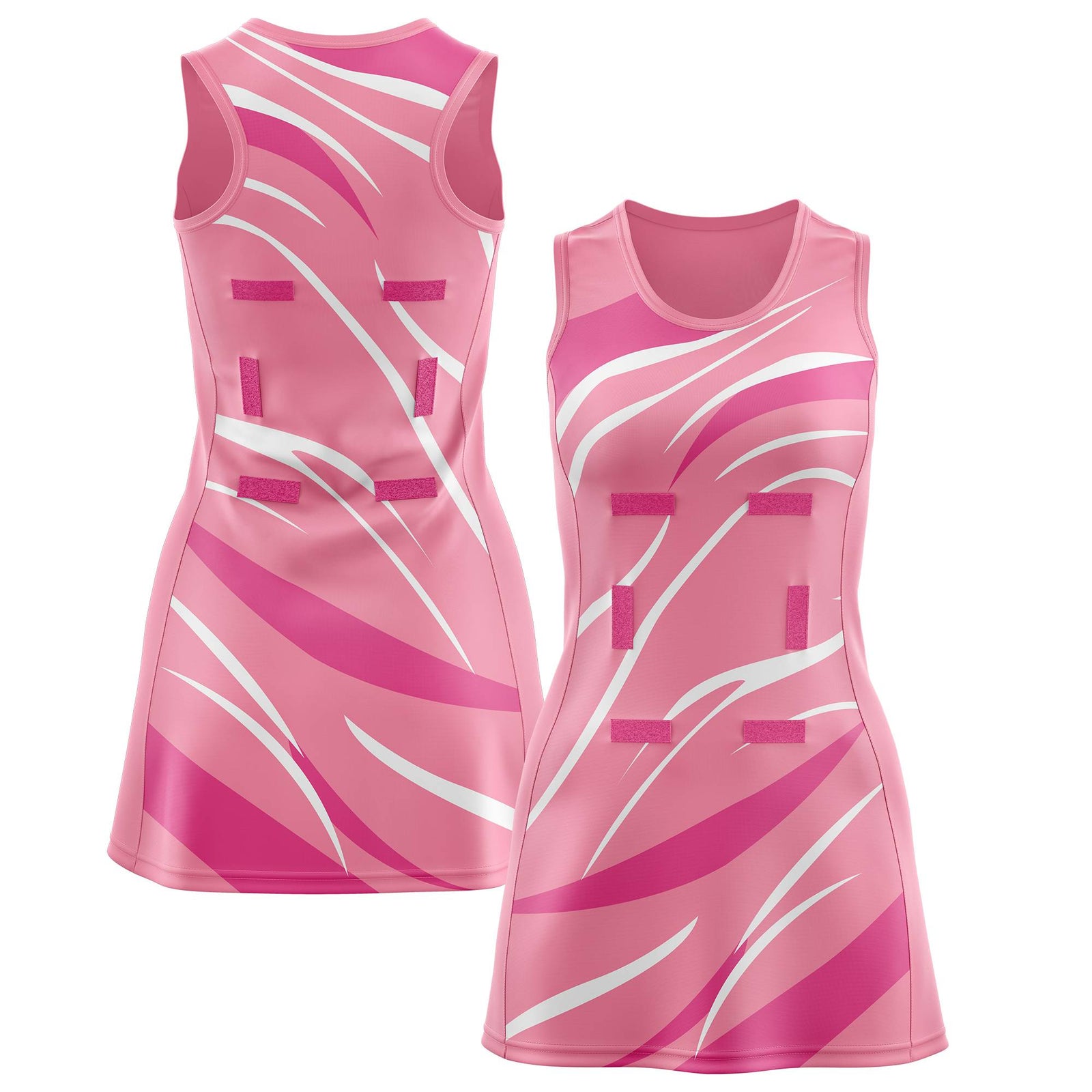 Custom Light Pink Pink Dynamic Stripes Lightweight & Drapable Netball Dress |KXKSHOP