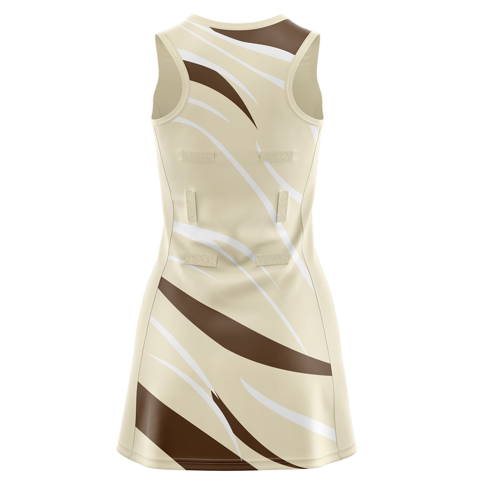 Custom Cream Light Brown Dynamic Stripes Moisture-Wicking Netball Dress