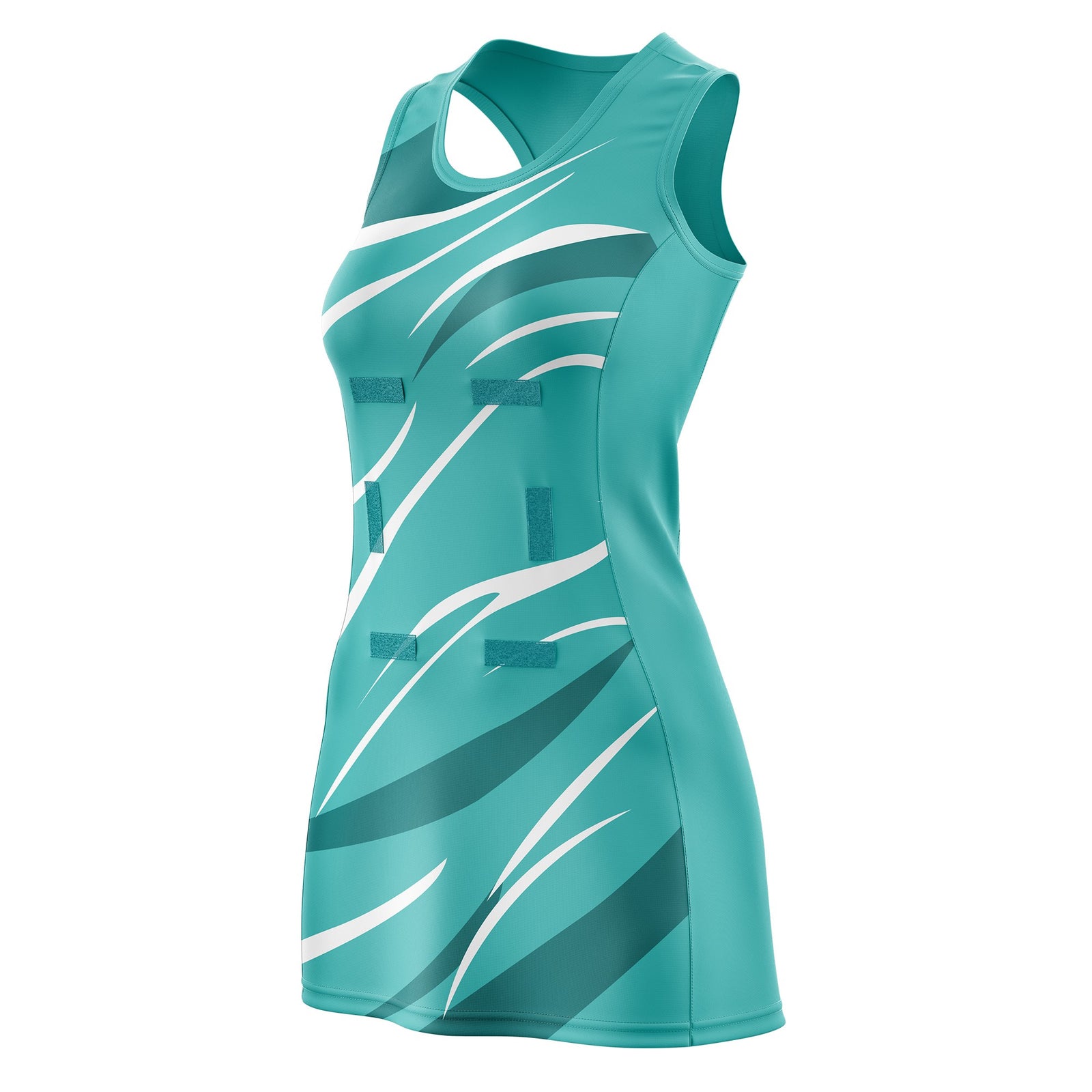 Custom Teal Teal Dynamic Stripes Breathable & Quick-Drying Netball Dress