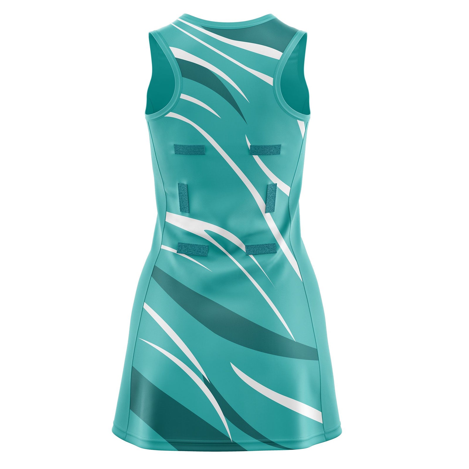 Custom Teal Teal Dynamic Stripes Breathable & Quick-Drying Netball Dress