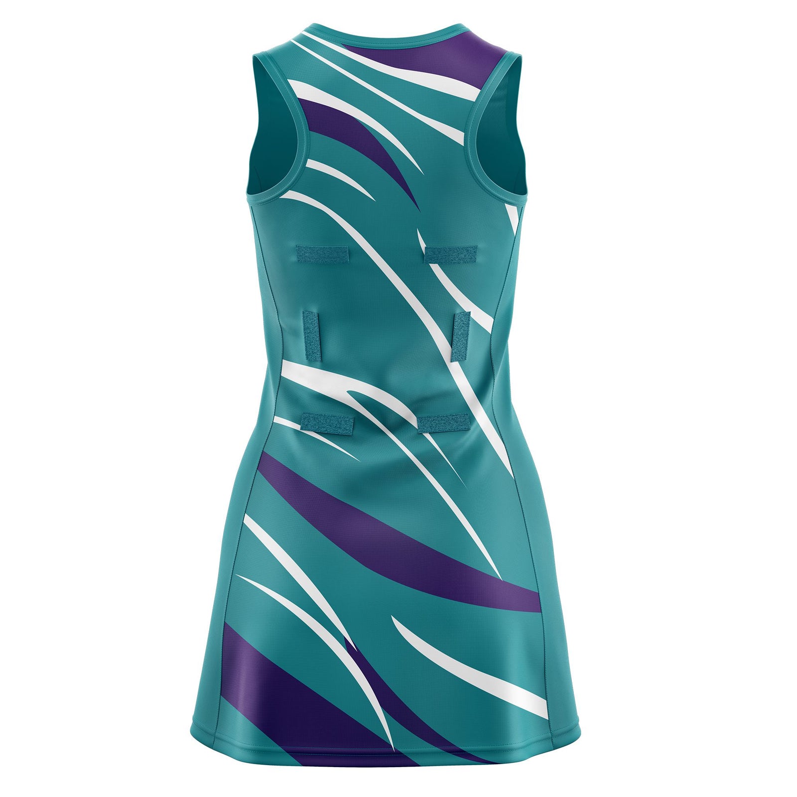 Custom Teal Purple Dynamic Stripes Moisture-Wicking Netball Dress