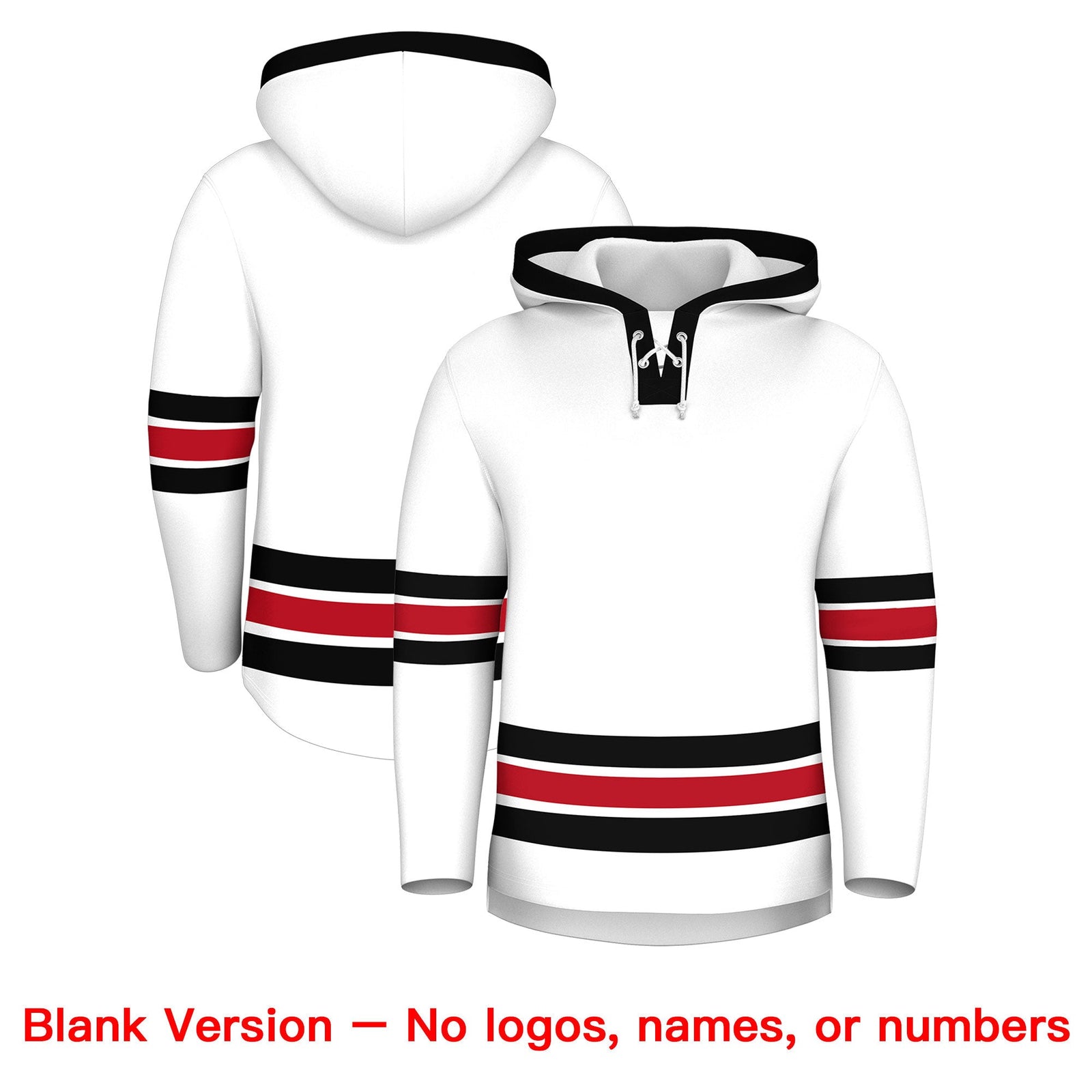 Custom Hockey Hoodie Jersey White Black Classic Style Add Name,Number&Logo