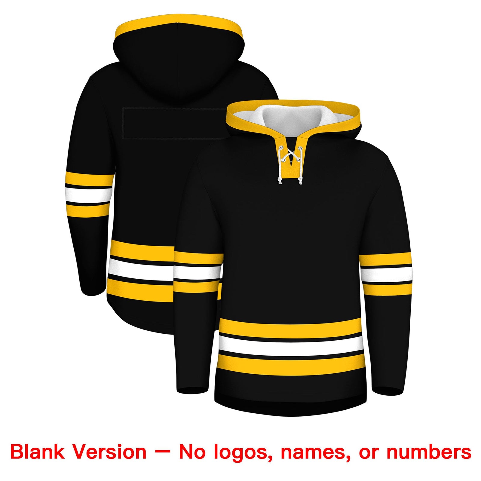 Custom Hockey Hoodie Jersey Black Gold Classic Style for Men&Youth