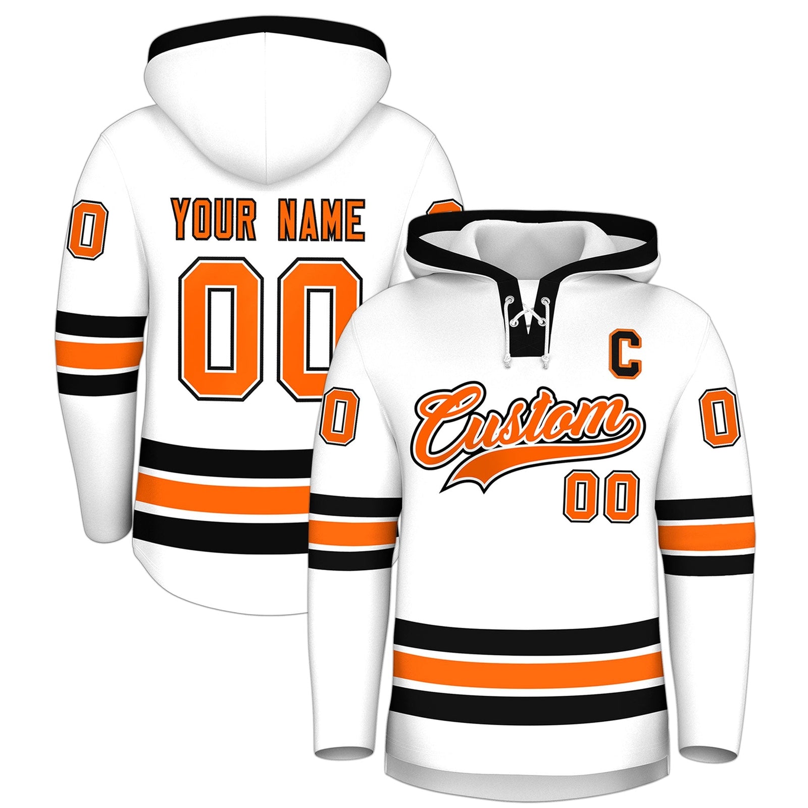 Custom Hockey Hoodie Jersey White Black Classic Style for Men&Youth