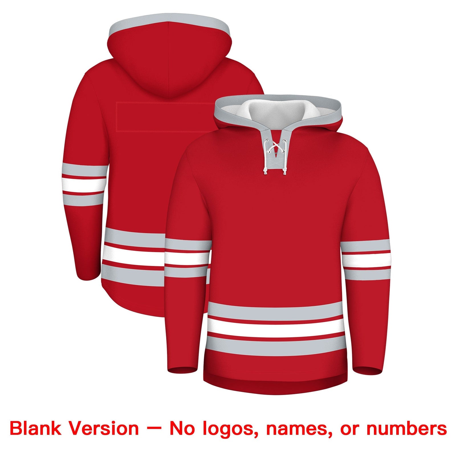 Custom Hockey Hoodie Jersey Red Silver Classic Style Add Name,Number & Logo