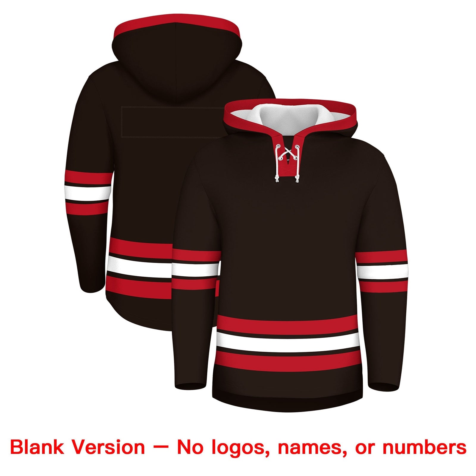 Custom Hockey Hoodie Jersey Brown Red Classic Style Add Name,Number & Logo