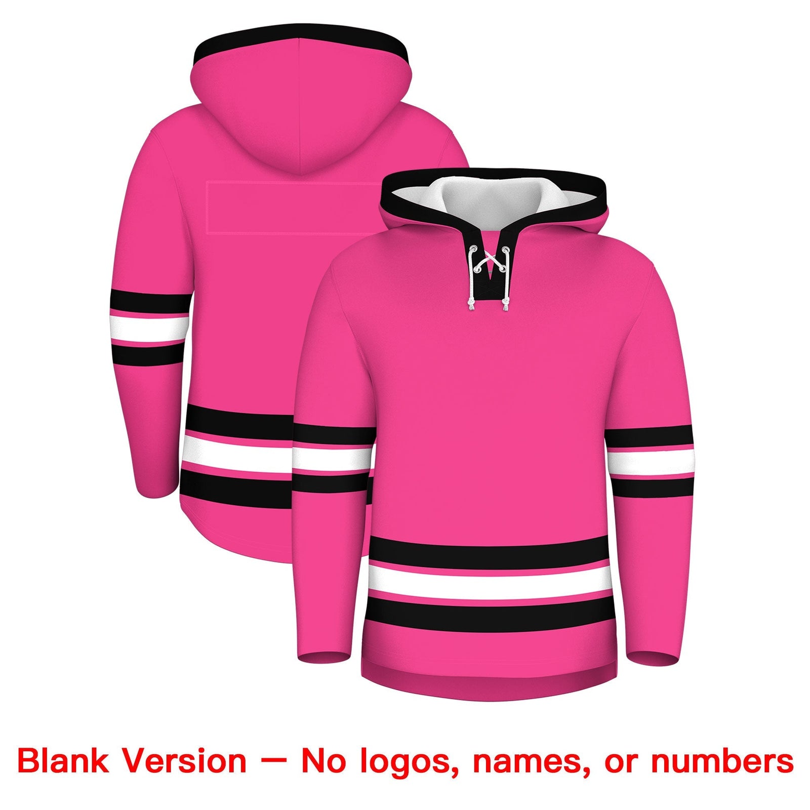 Custom Hockey Hoodie Jersey Pink Black Classic Style Add Name,Number & Logo