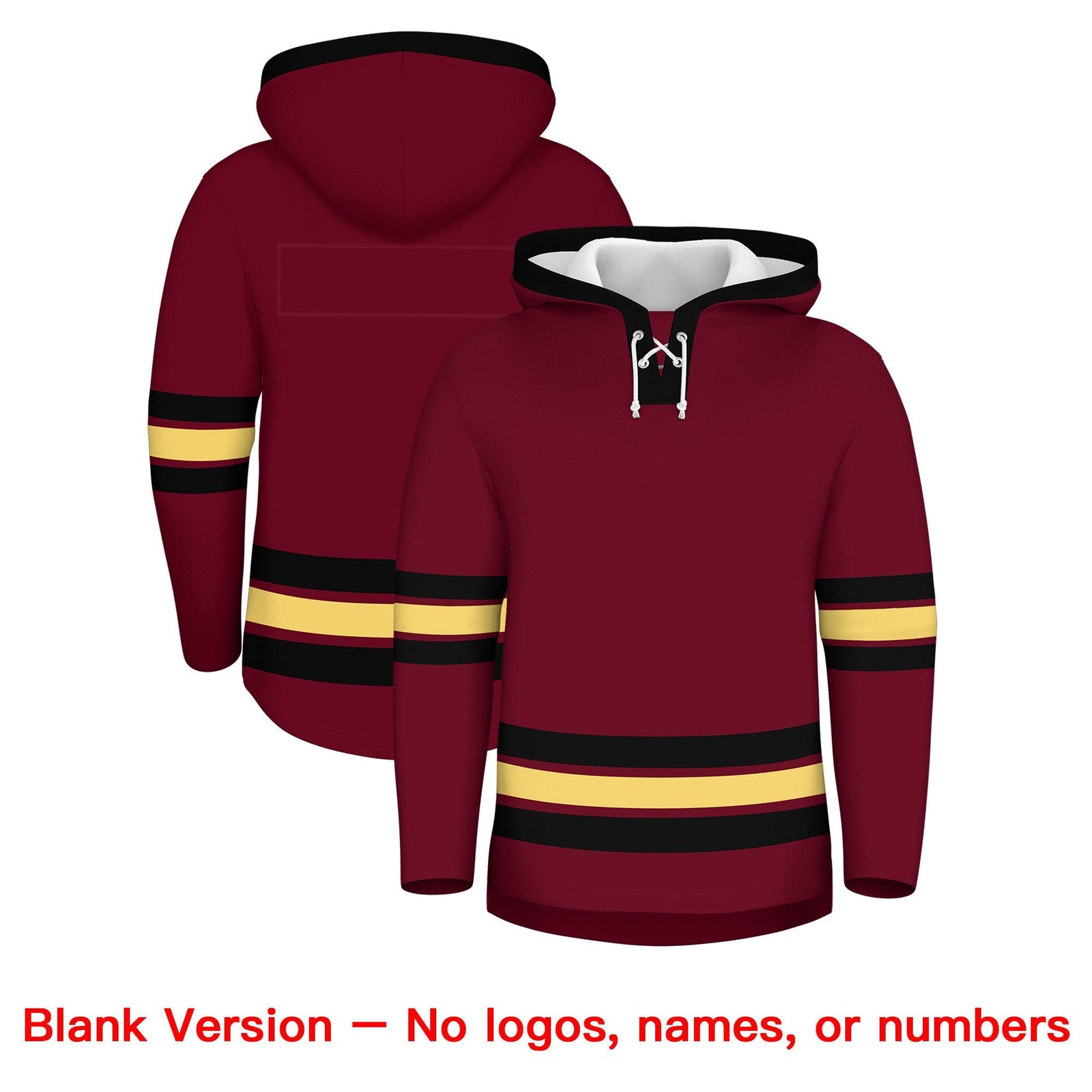 Custom Hockey Hoodie Jersey Crimson Black Classic Style Add Name,Number & Logo