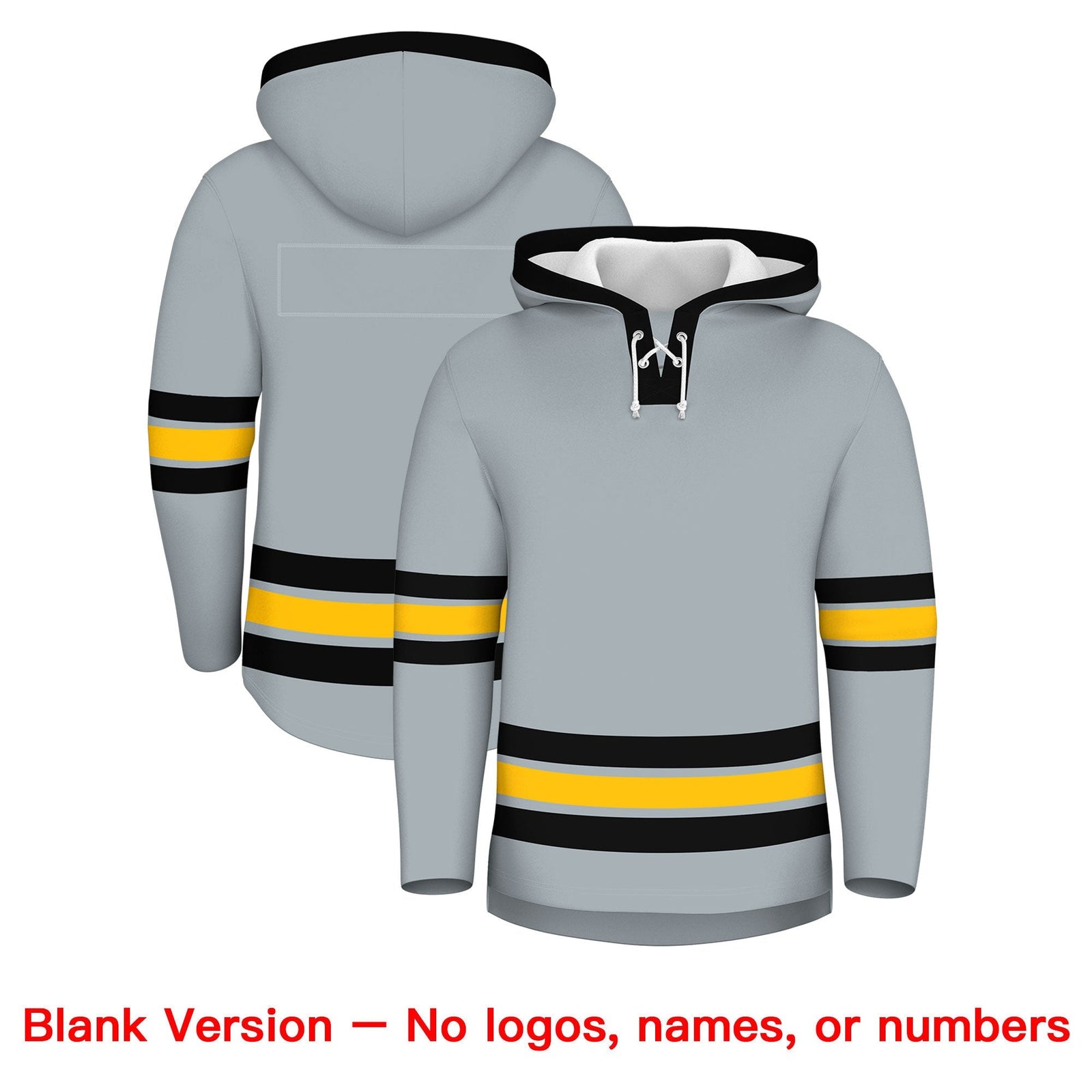 Custom Hockey Hoodie Jersey Silver Black Classic Style for Men&Youth