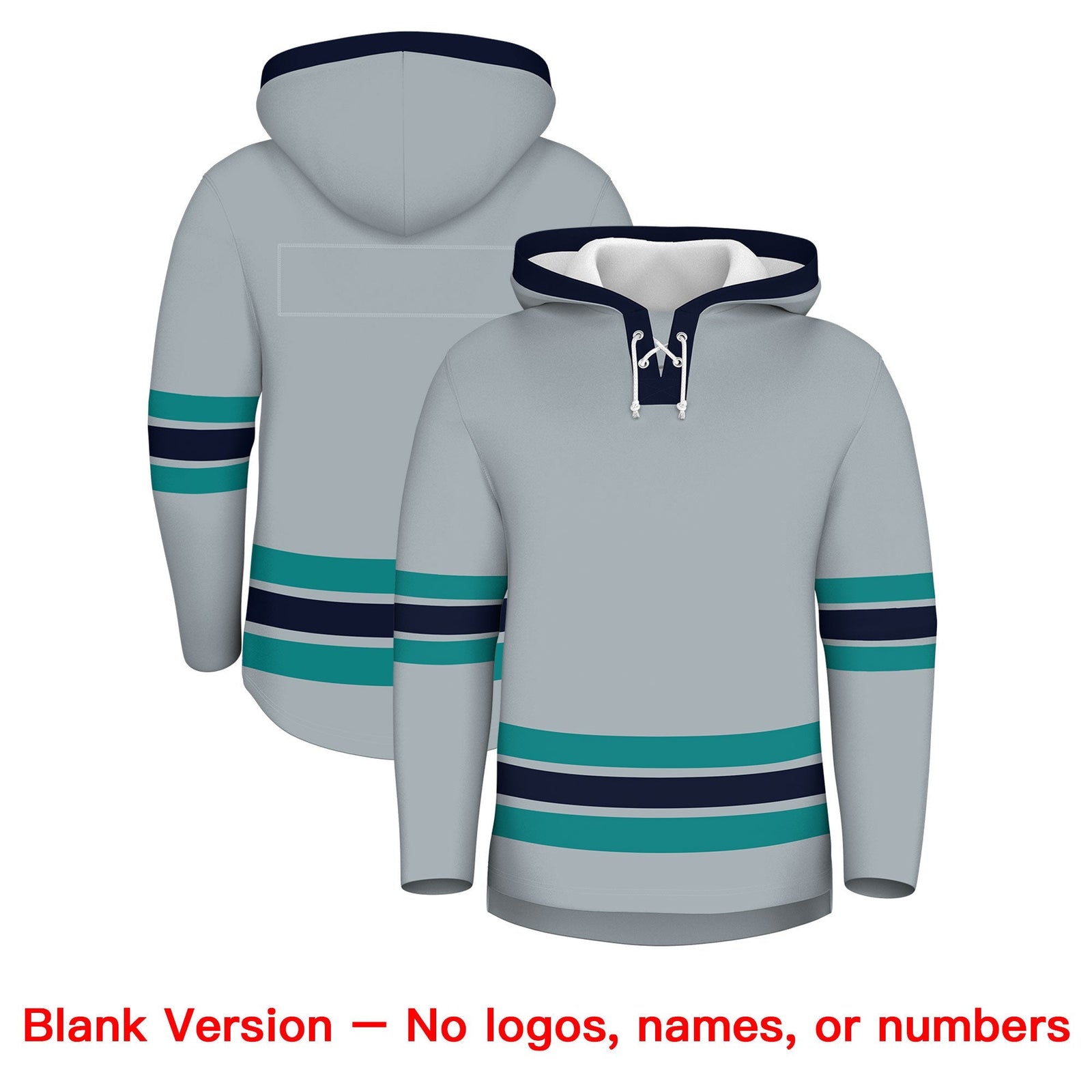 Custom Hockey Hoodie Jersey Silver Navy Classic Style for Men&Youth