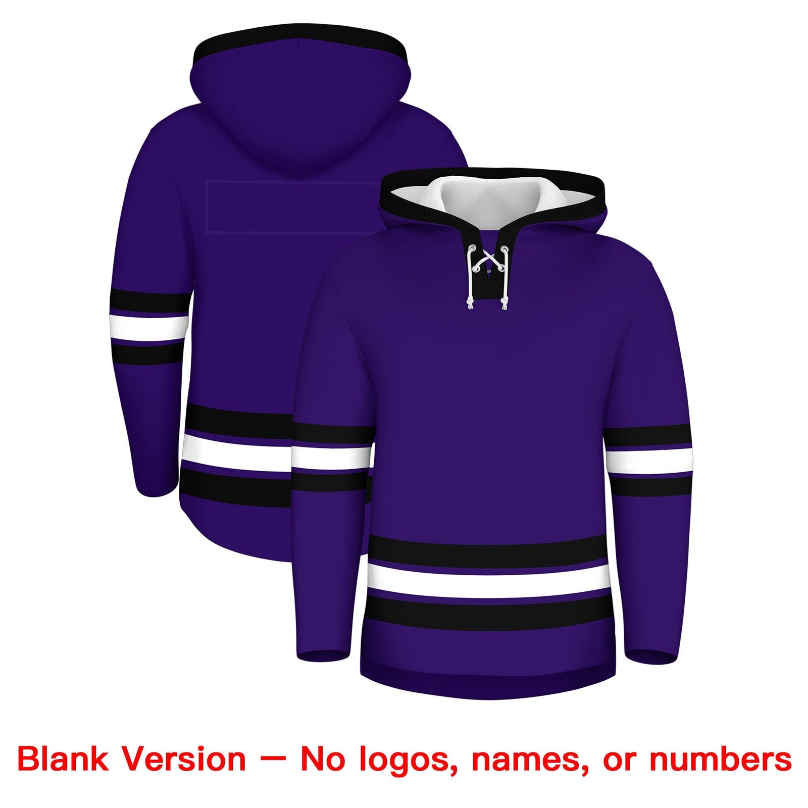 Custom Hockey Hoodie Jersey Purple Black Classic Style Add Name,Number & Logo