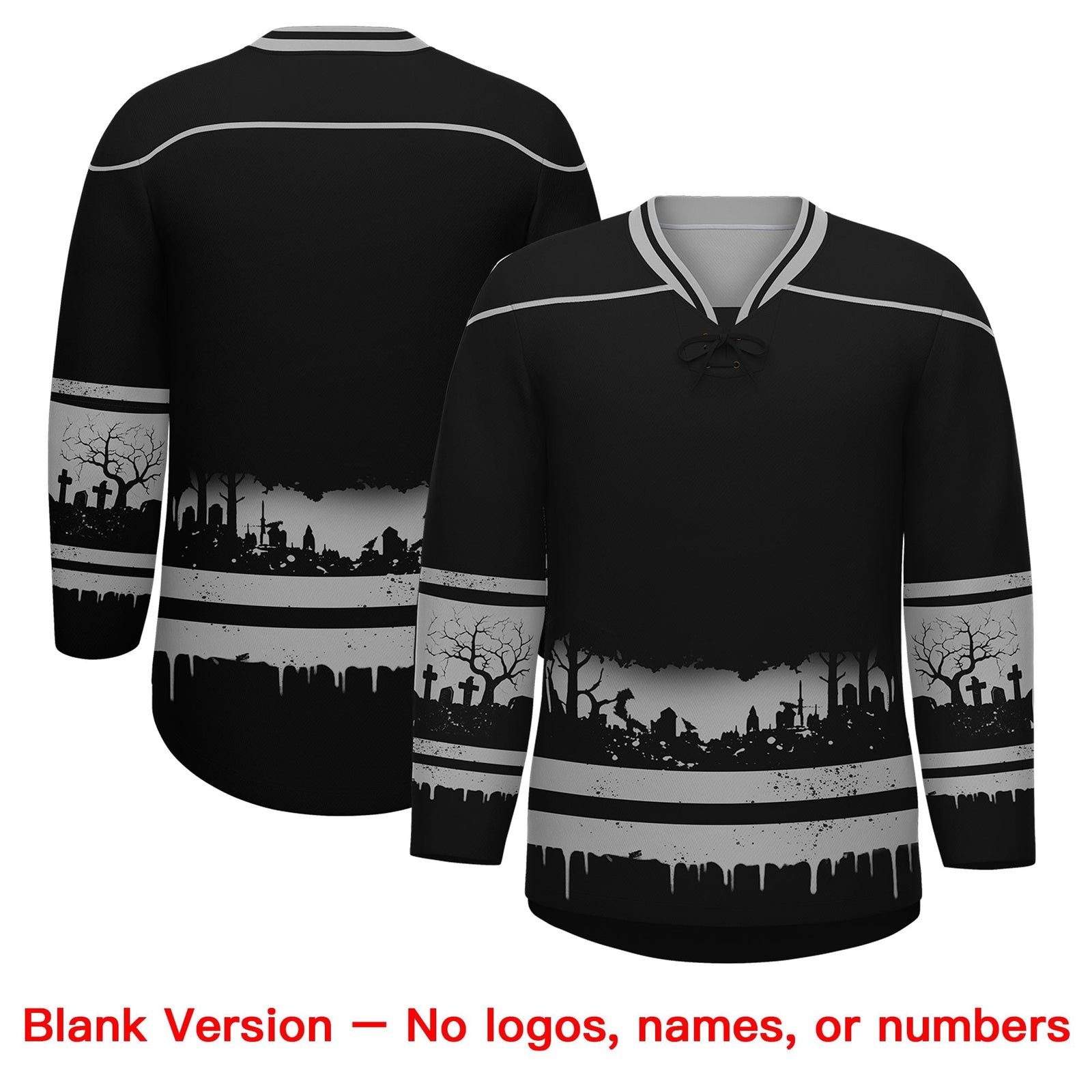 Custom Black Gray Cream Gradient Fashion Halloween Stretch Fabric Hockey Jersey| KXKSHOP