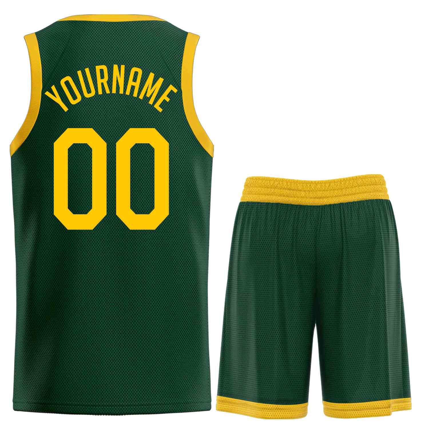 Custom Hunter Green Yellow Classic Sets Sports Uniform Basketball Jersey