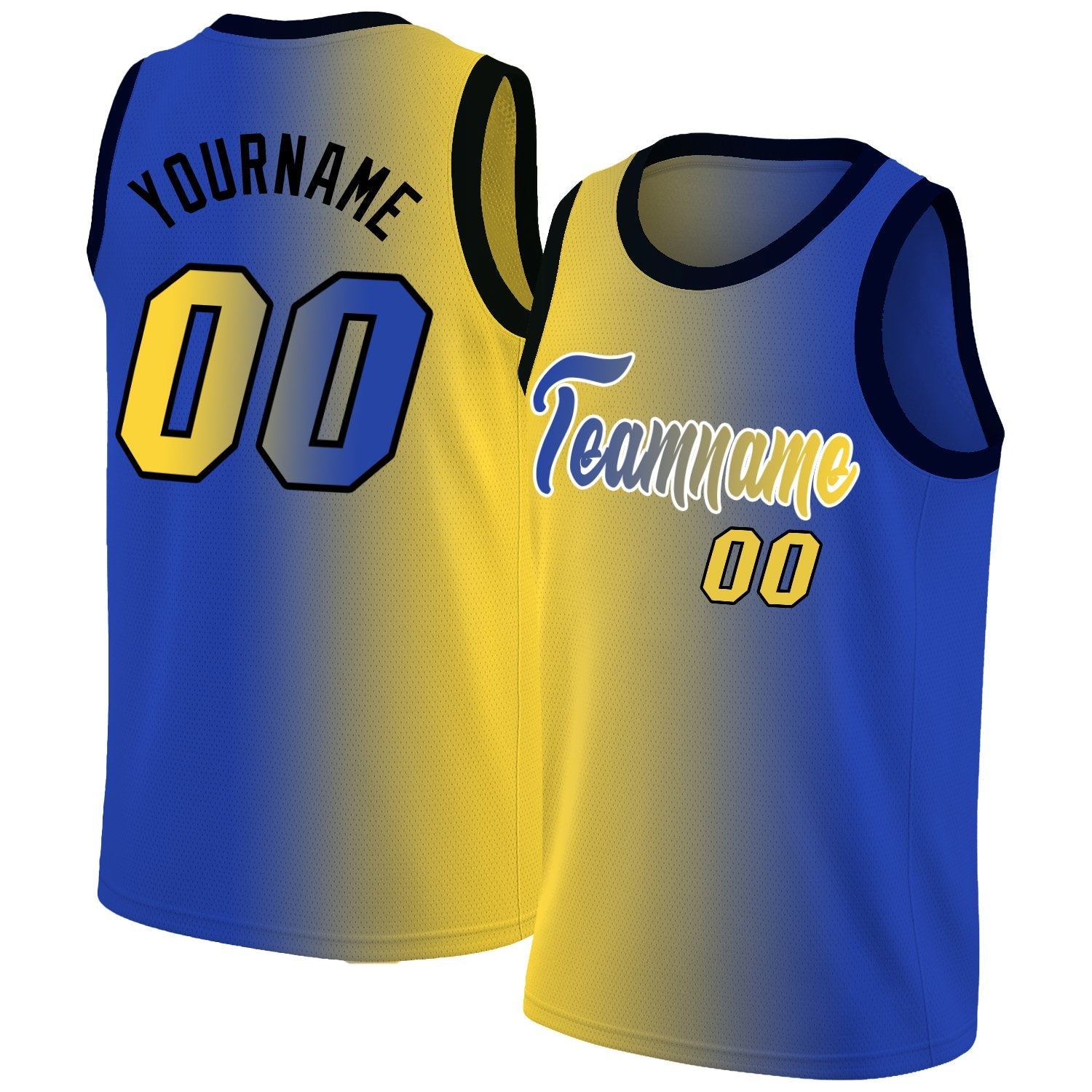 Custom Yellow Royal Gradient Fashion Tops Basketball Jersey