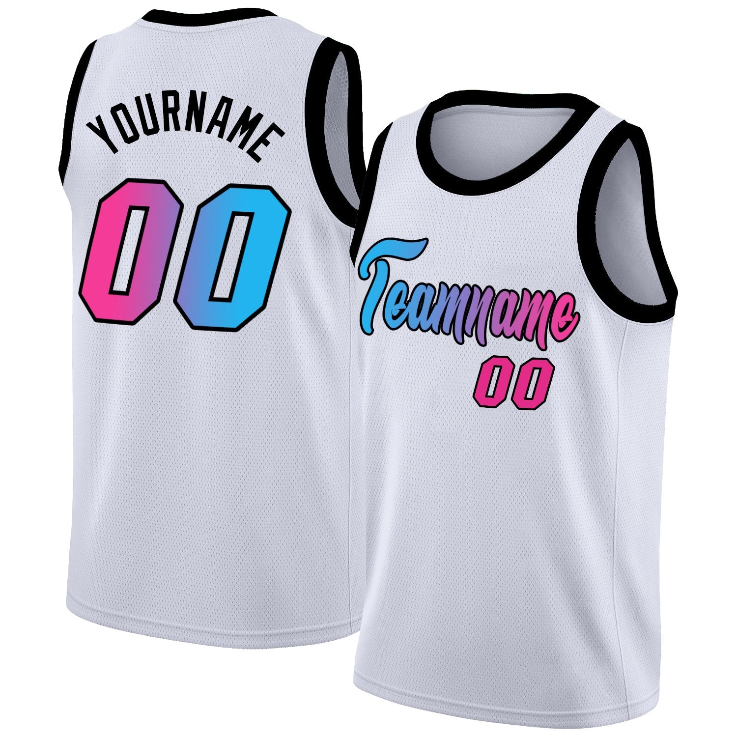 Custom White Pink Gradient Fashion Tops Basketball Jersey