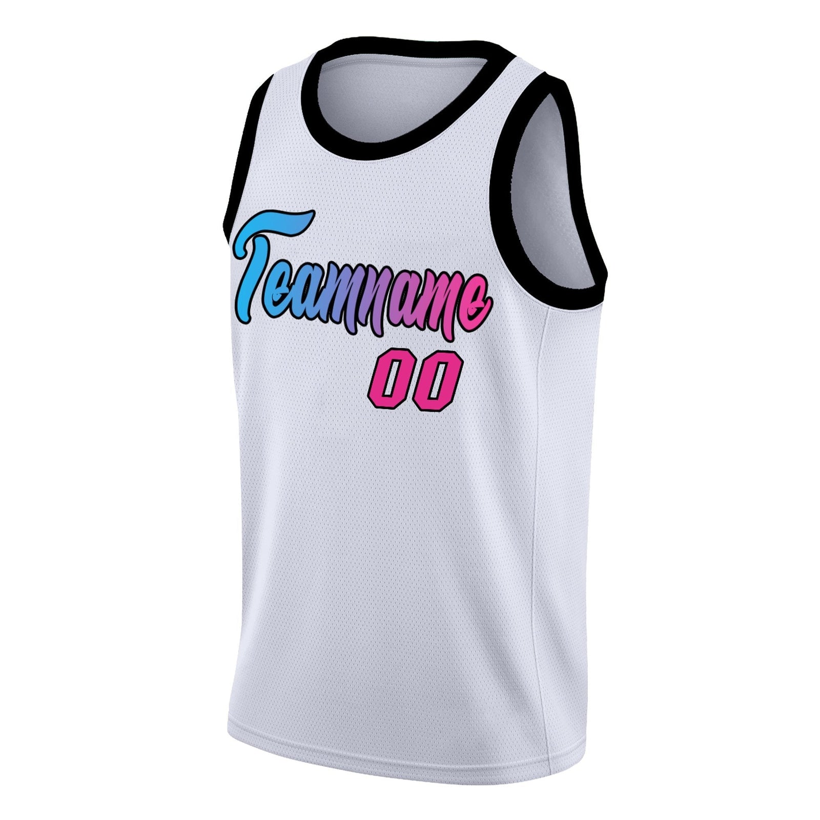 Custom White Pink Gradient Fashion Tops Basketball Jersey