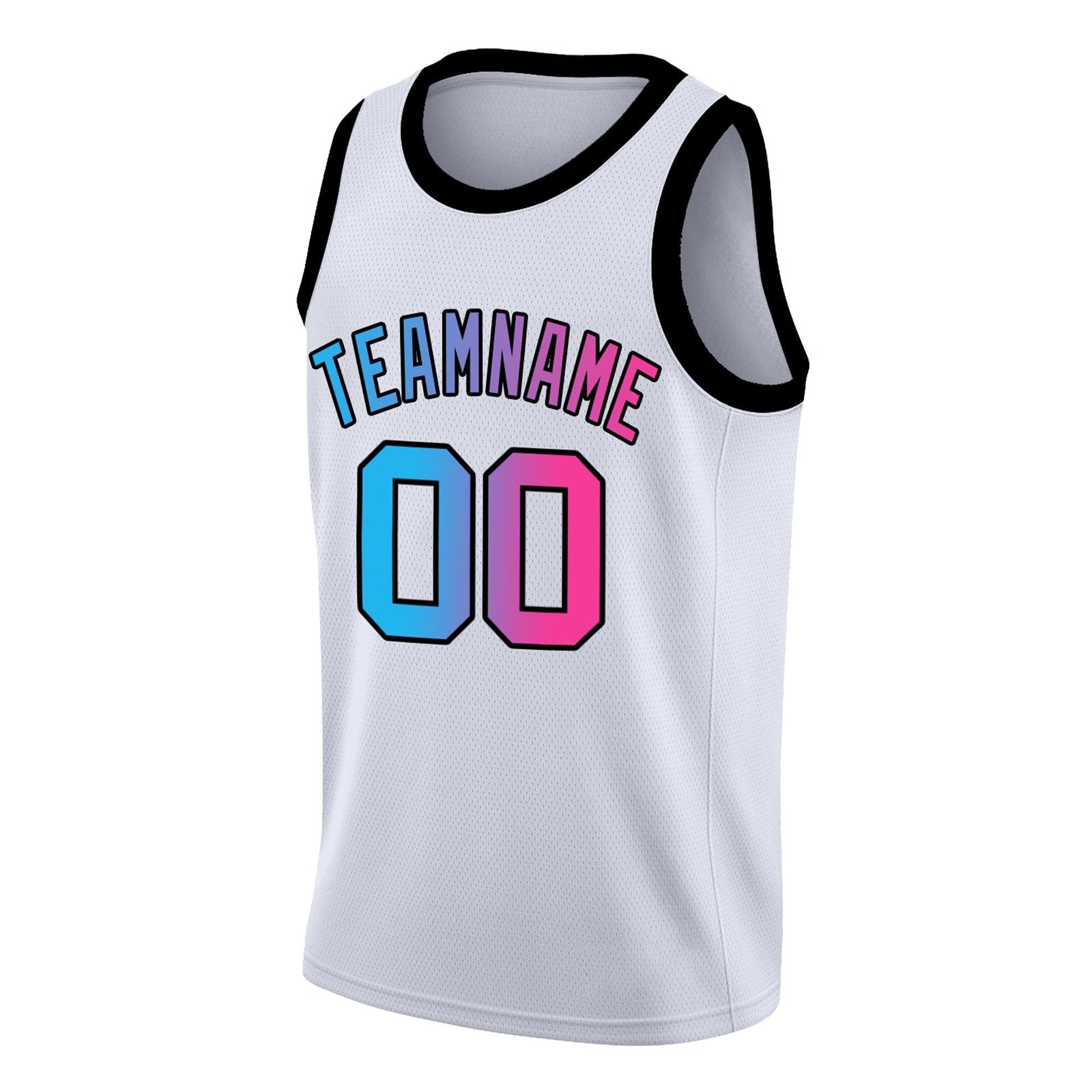 Custom White Pink Gradient Fashion Tops Basketball Jersey