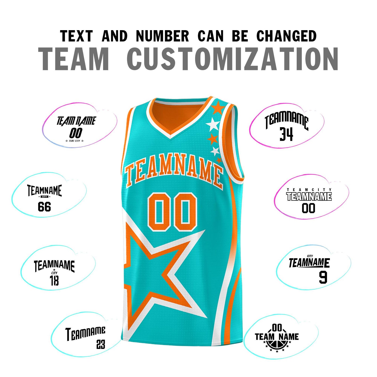 Custom Orange Bright Green Reversible Color Block Start Pattern Sports Uniform Basketball Jersey Kits
