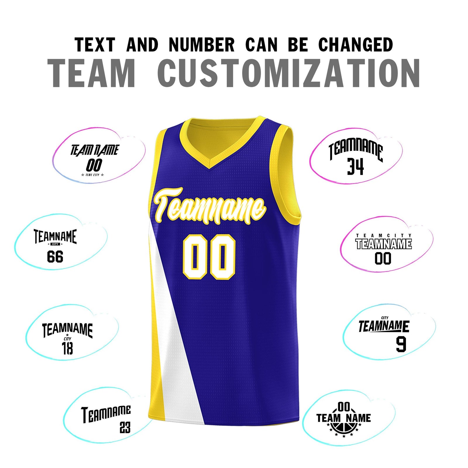 Custom Royal Gold Slanting Two Lines Color Block Sports Uniform Basketball Jersey