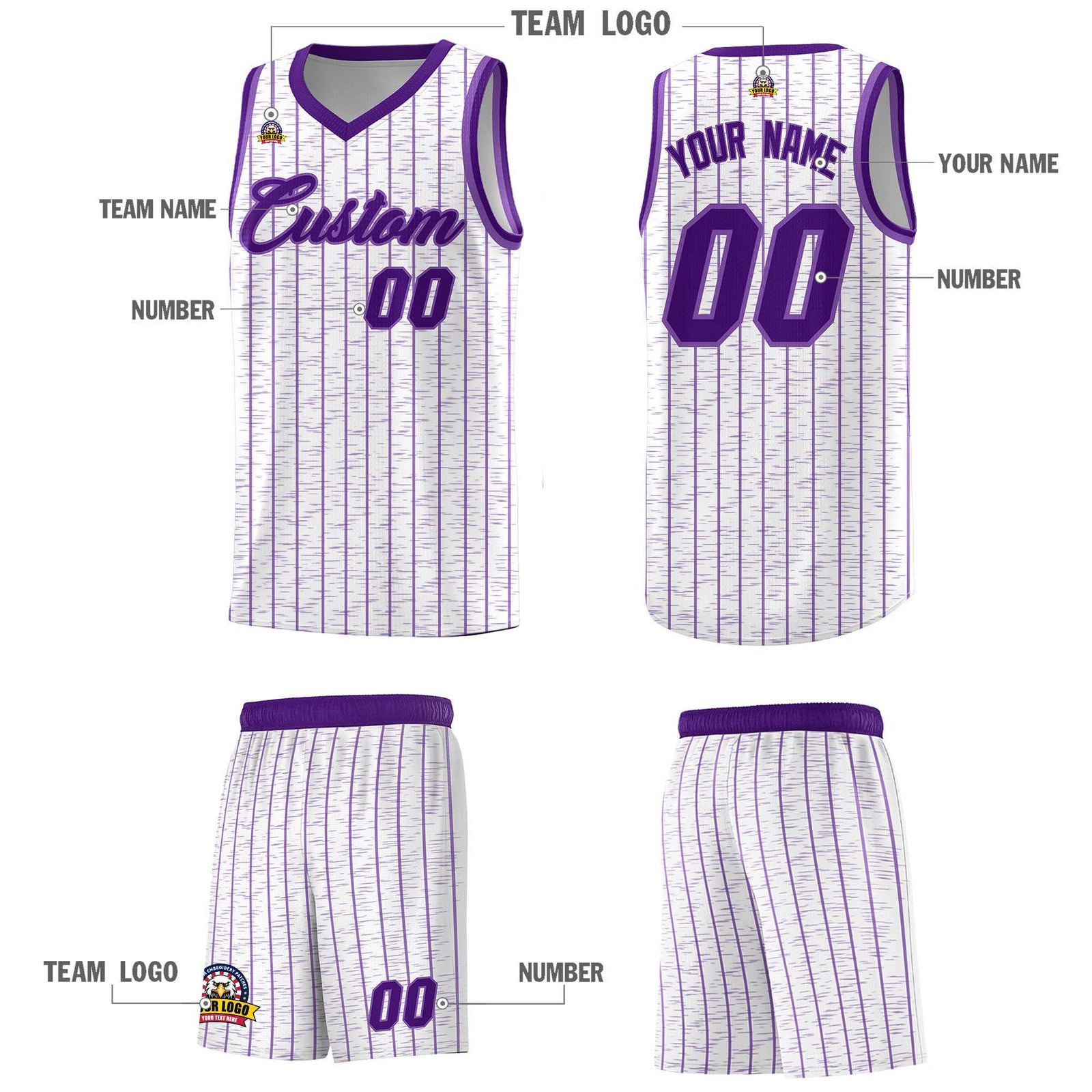Custom White Custom Gray Pinstripe Retro Sets Uniform Basketball Jersey