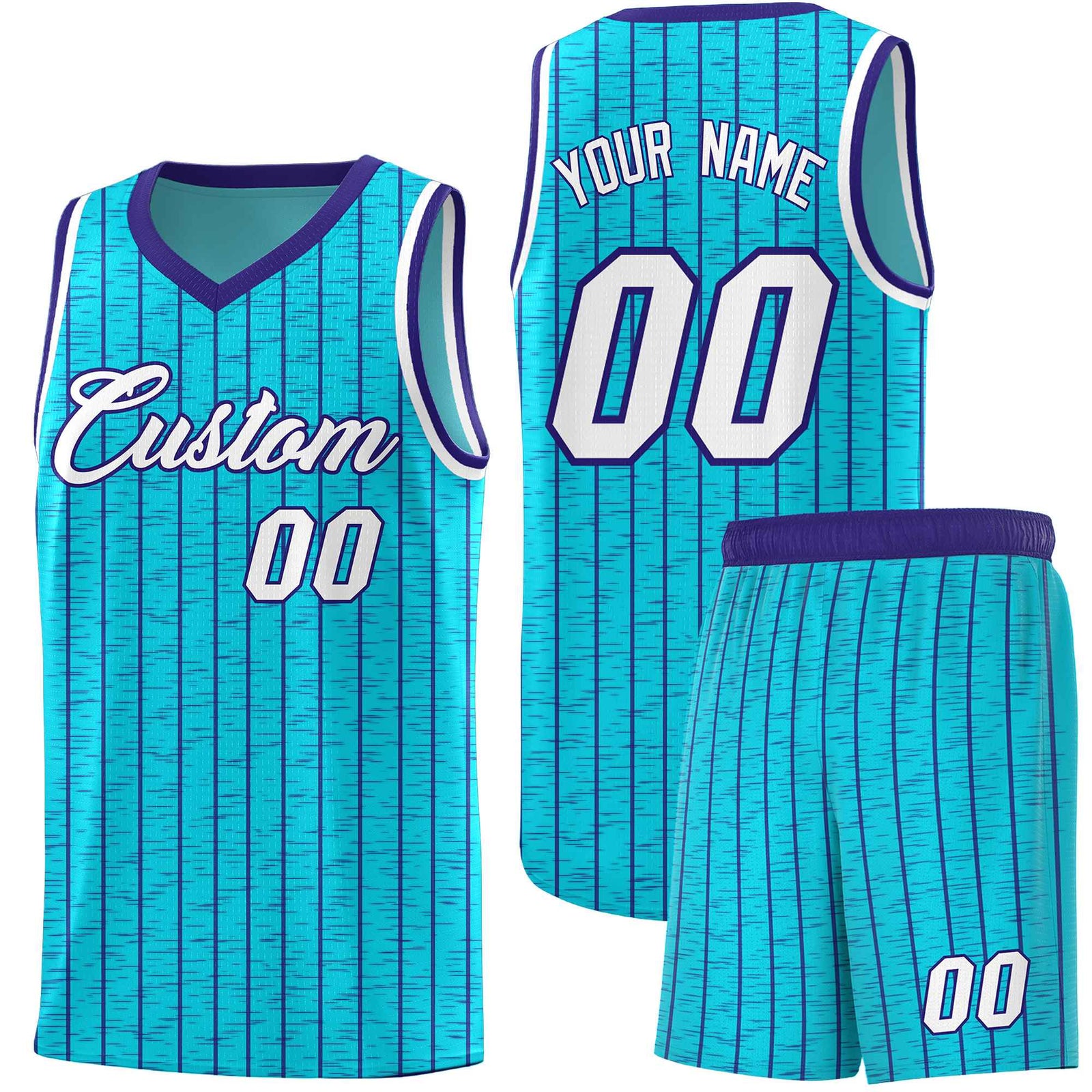Custom Sky Blue Custom Gray Pinstripe Retro Sets Uniform Basketball Jersey