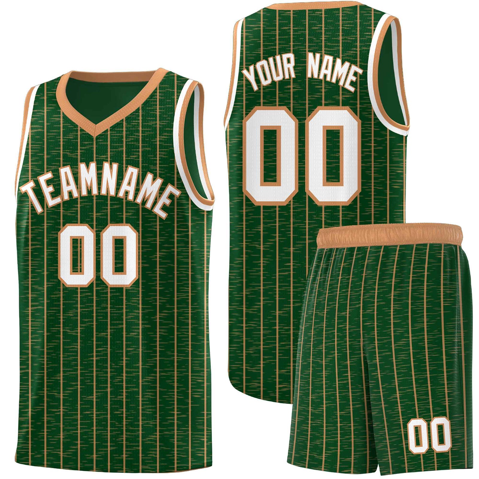 Custom Green Custom Gray Pinstripe Retro Sets Uniform Basketball Jersey