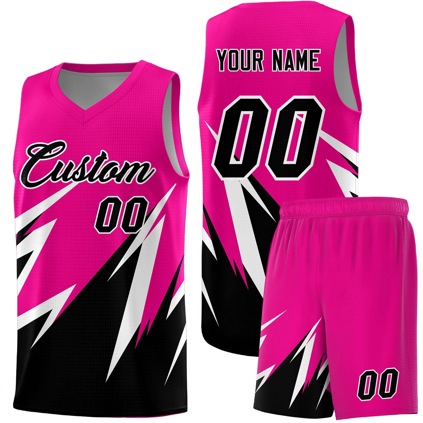 Custom Pink Abstract Mountain Pattern Sports Uniform Basketball Jersey