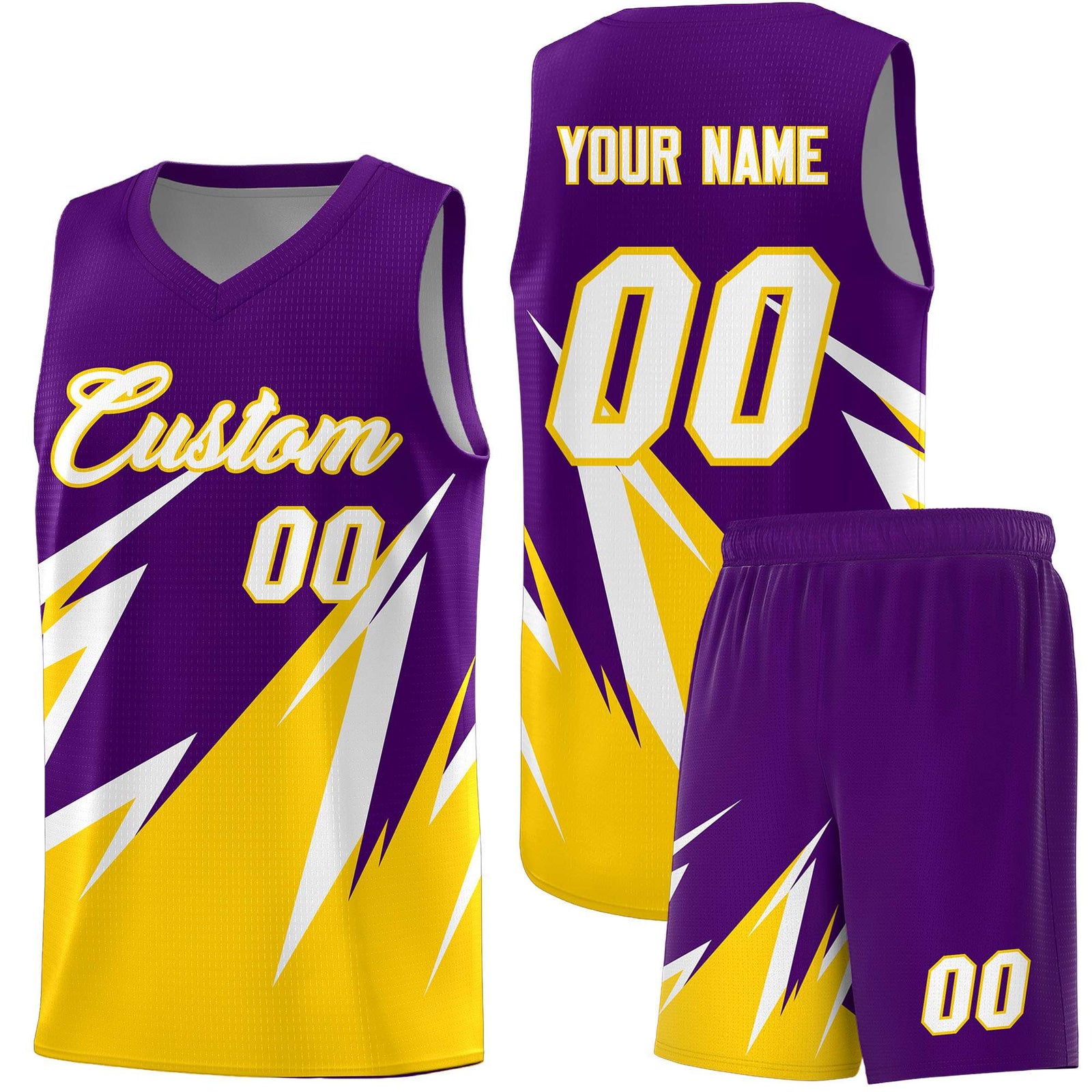 Custom Purple Abstract Mountain Pattern Sports Uniform Basketball Jersey