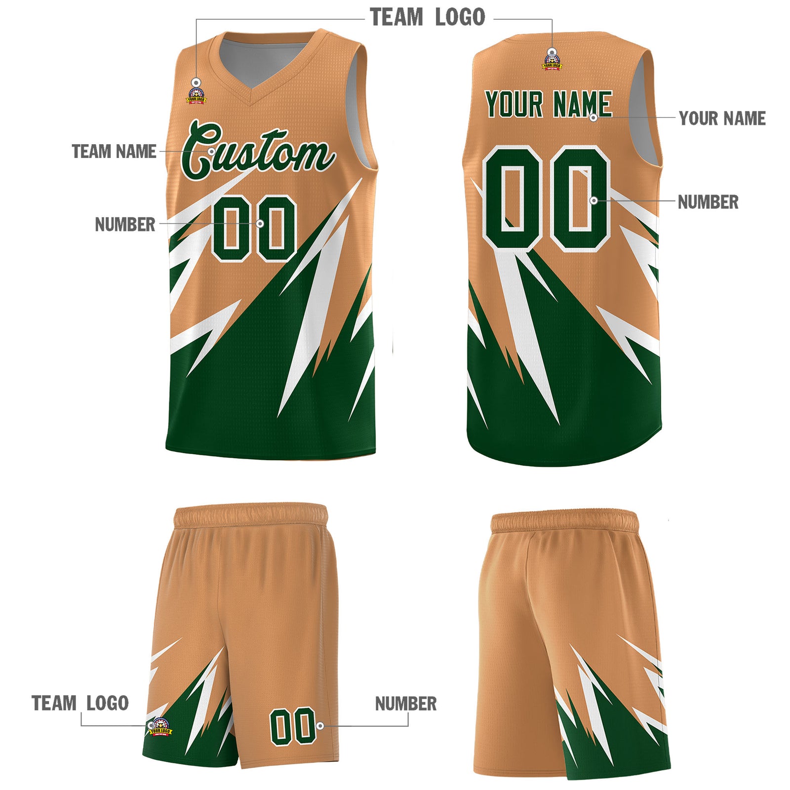 Custom Buckskin Brown Abstract Mountain Pattern Sports Uniform Basketball Jersey