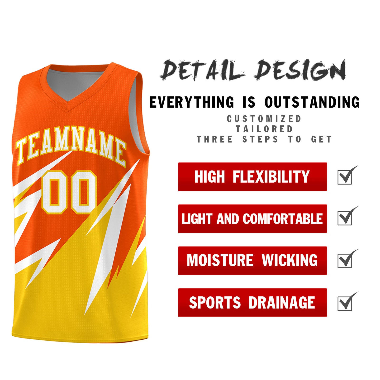 Custom Orange Abstract Mountain Pattern Sports Uniform Basketball Jersey