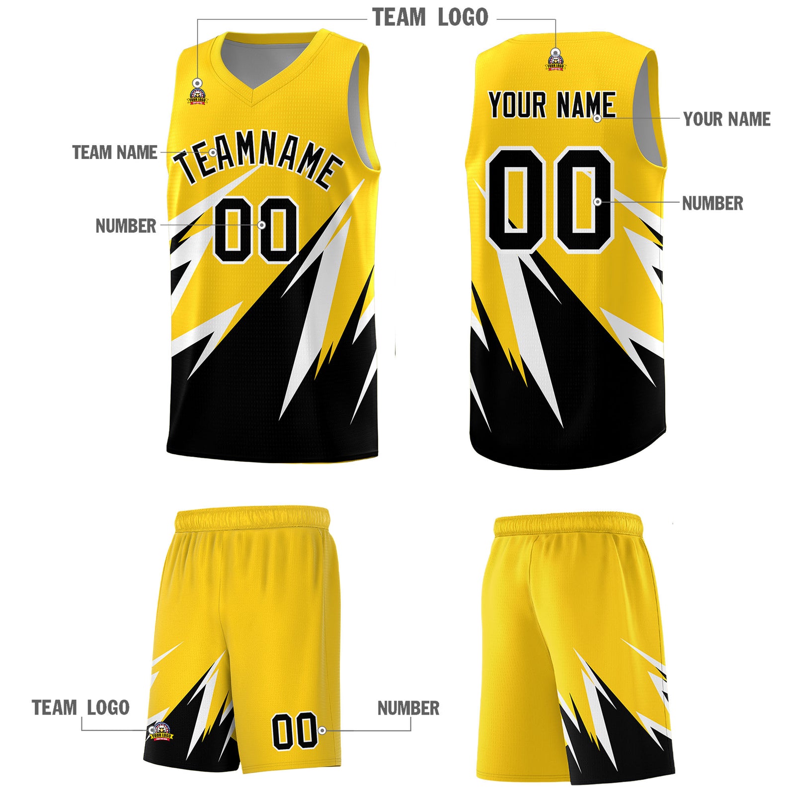 Custom Gold Abstract Mountain Pattern Sports Uniform Basketball Jersey
