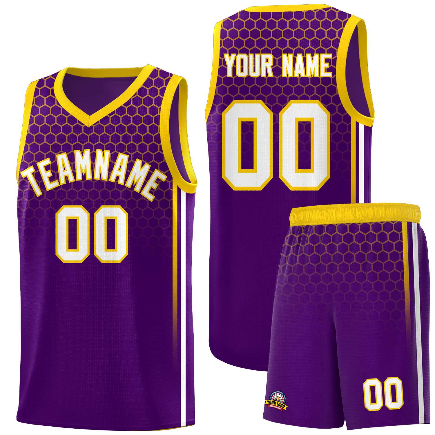 Custom Purple Personalized Honeycomb Pattern Sports Uniform Basketball Jersey